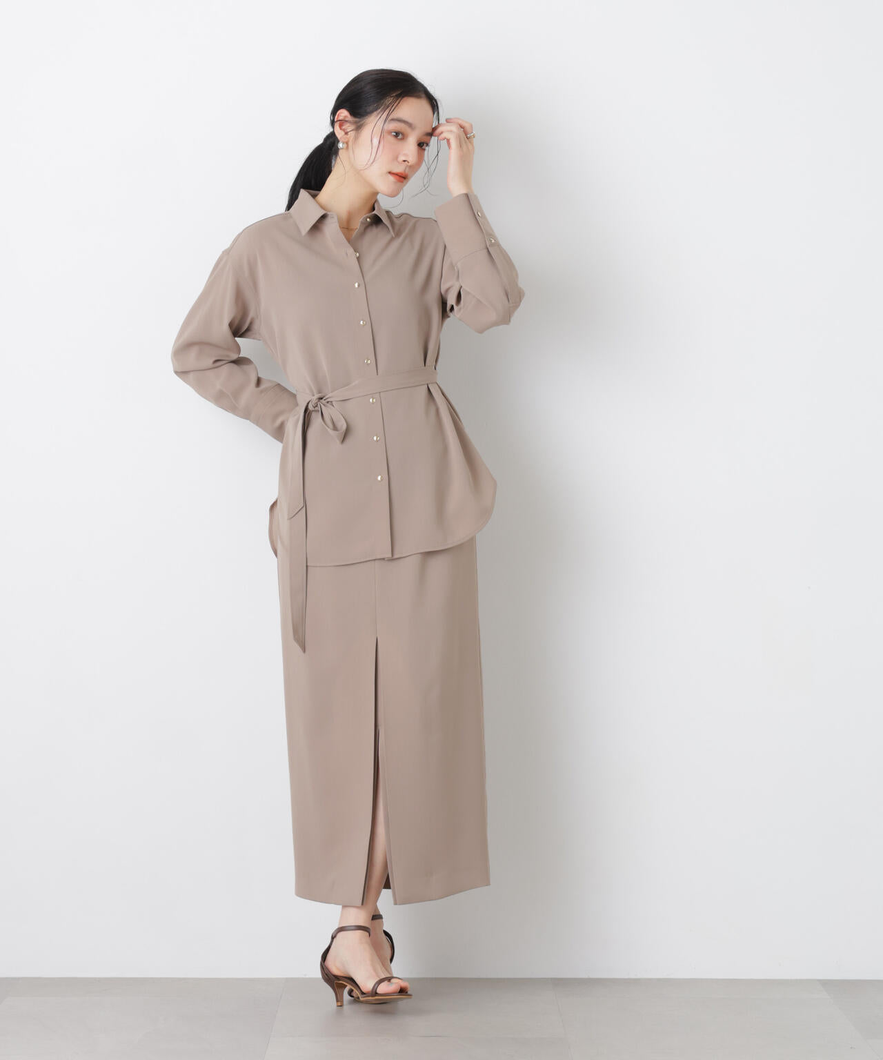 ハイツイストドライタックスリットロングスカート(セットアップ可) 6696130302