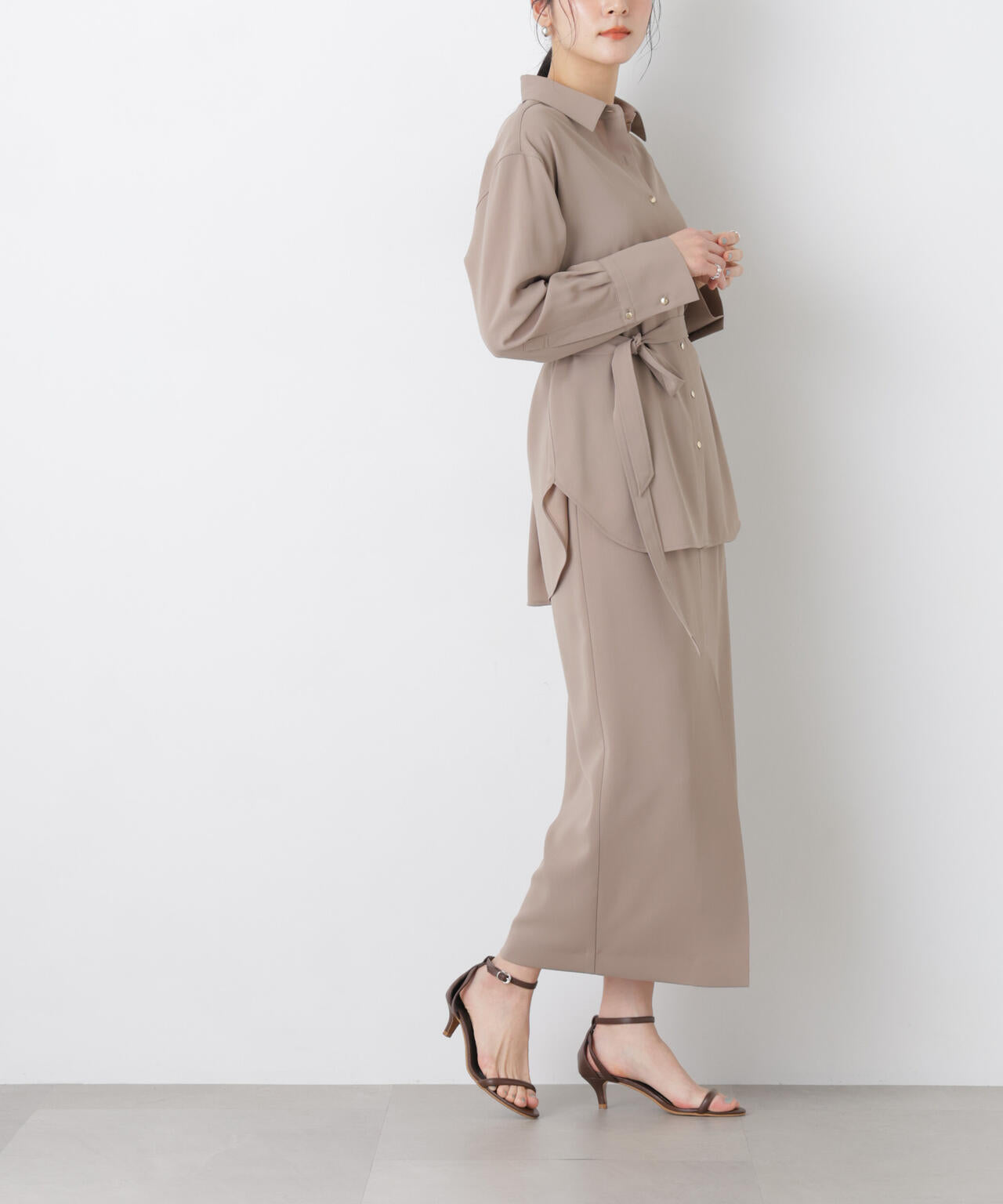 ハイツイストドライタックスリットロングスカート(セットアップ可) 6696130302