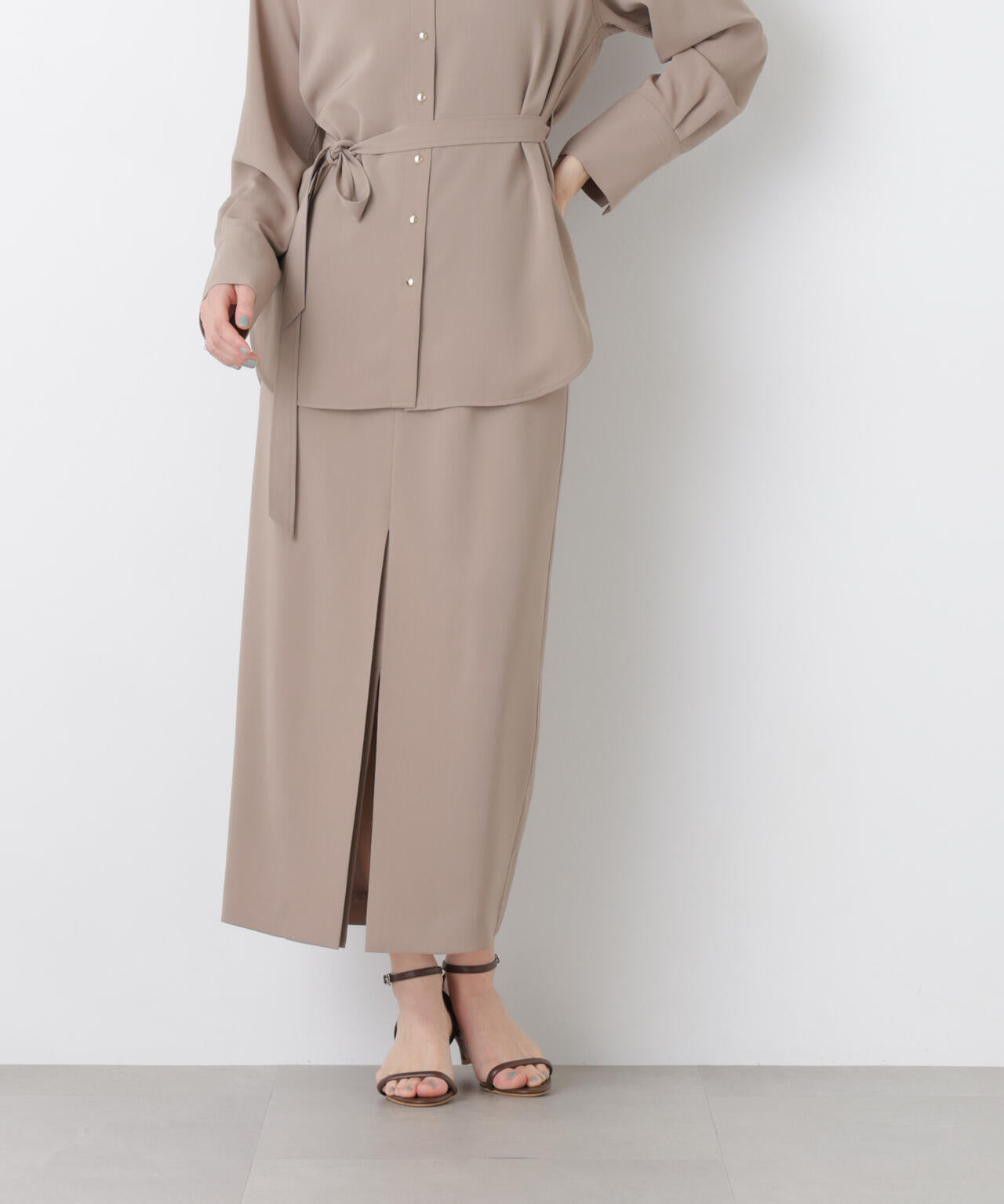 ハイツイストドライタックスリットロングスカート(セットアップ可) 6696130302