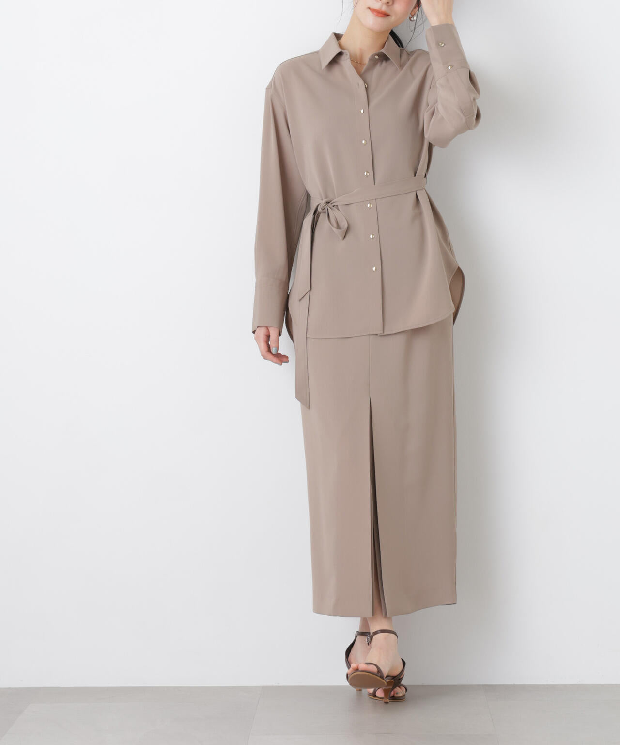 ハイツイスト ドライ タック スリット ロングスカート ( セットアップ 可)