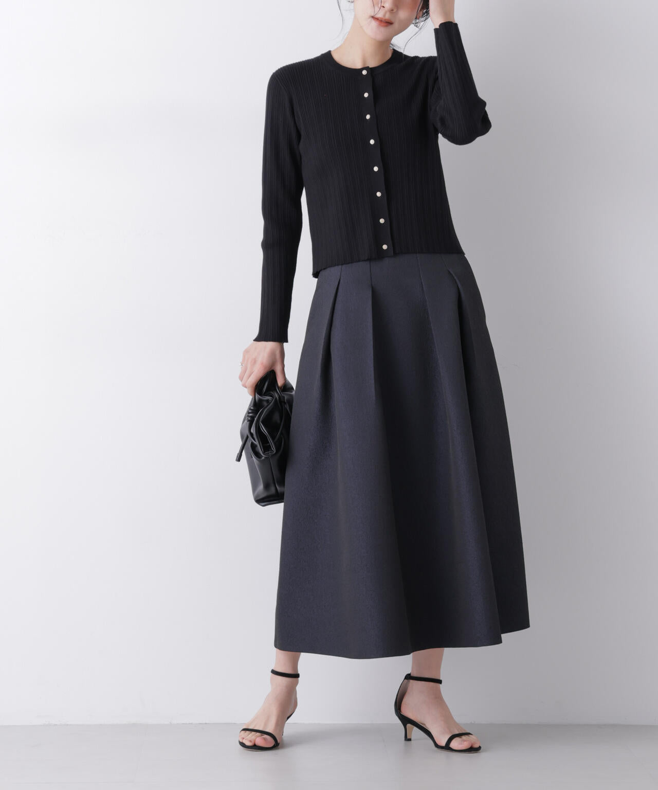 ジャガード ボリュームタック スカート ( セットアップ 可)