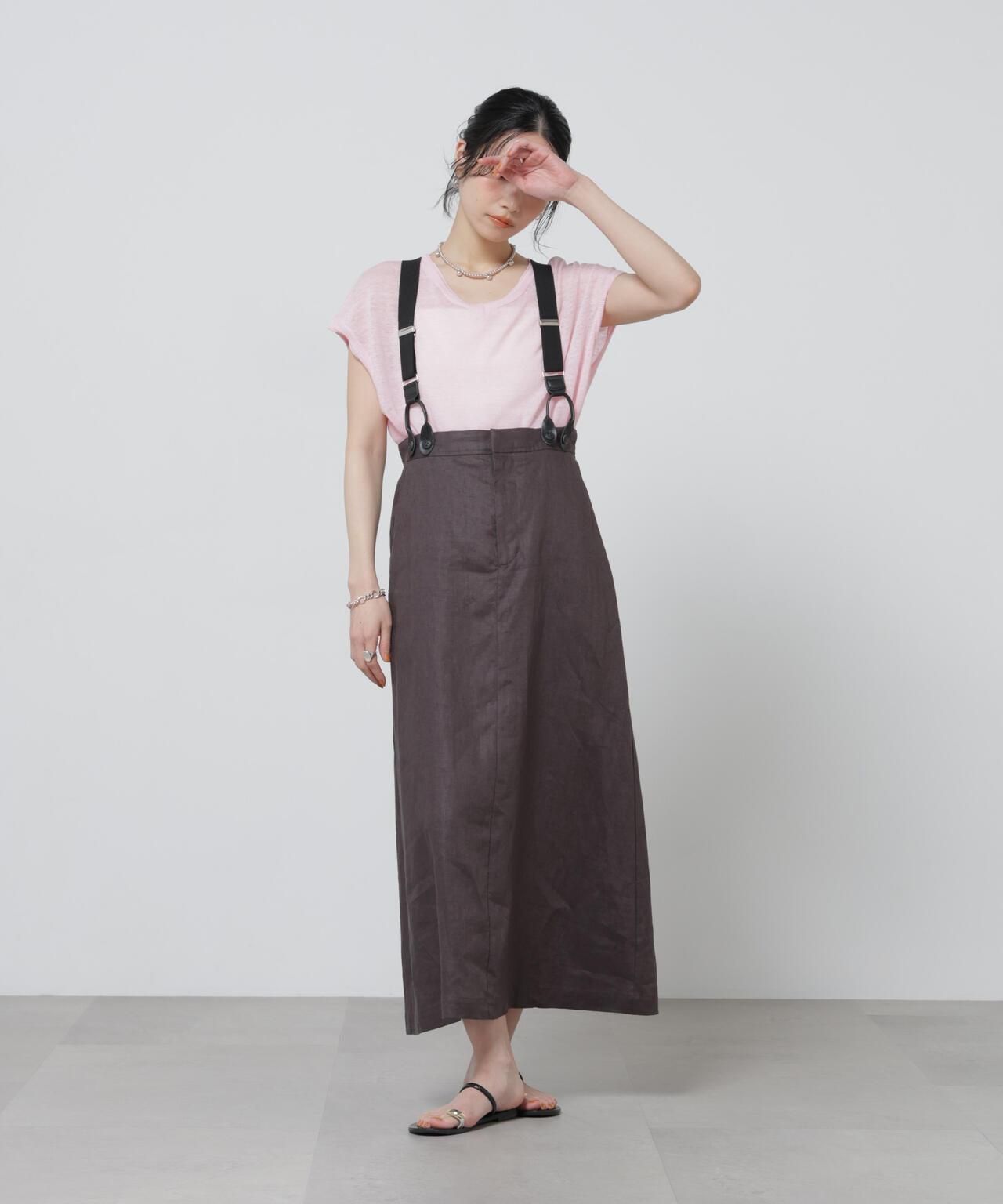 European Flax サスペンダー付きスカート(セットアップ可) 6696130304