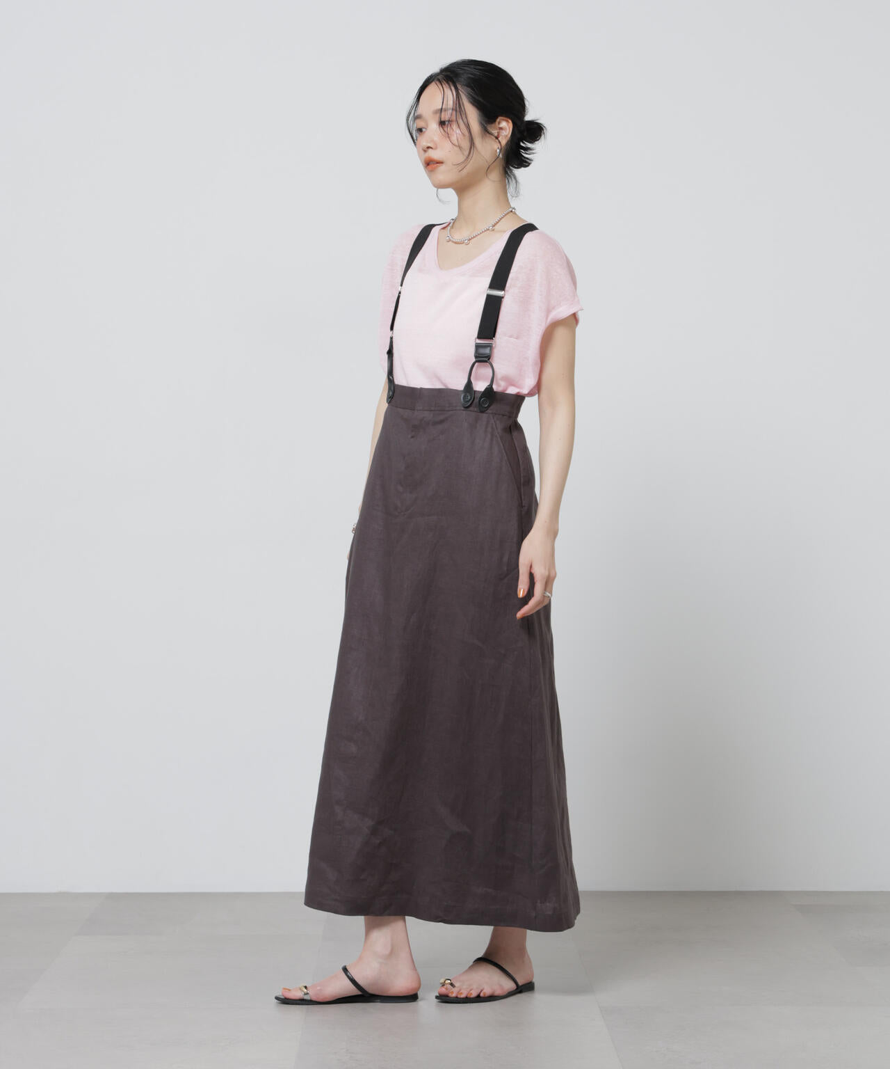 European Flax サスペンダー付きスカート(セットアップ可) 6696130304