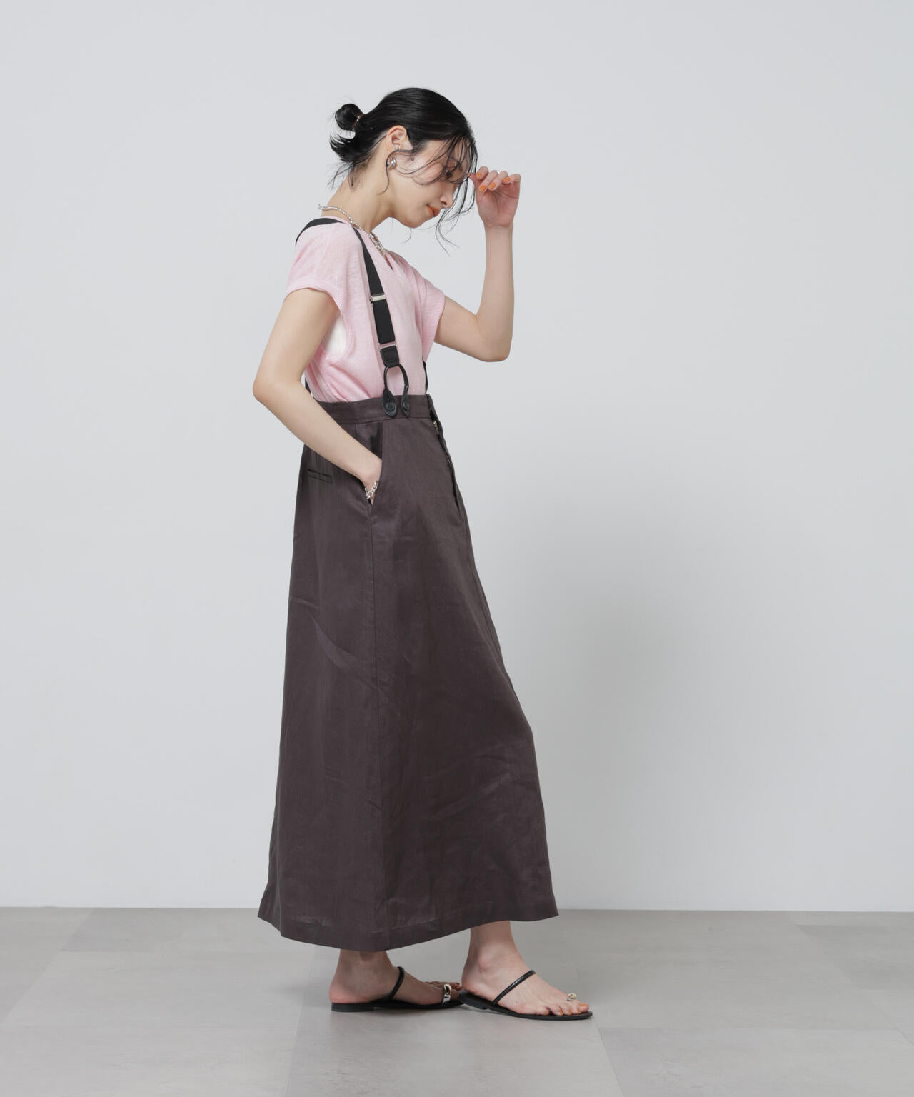 European Flax サスペンダー付きスカート(セットアップ可) 6696130304