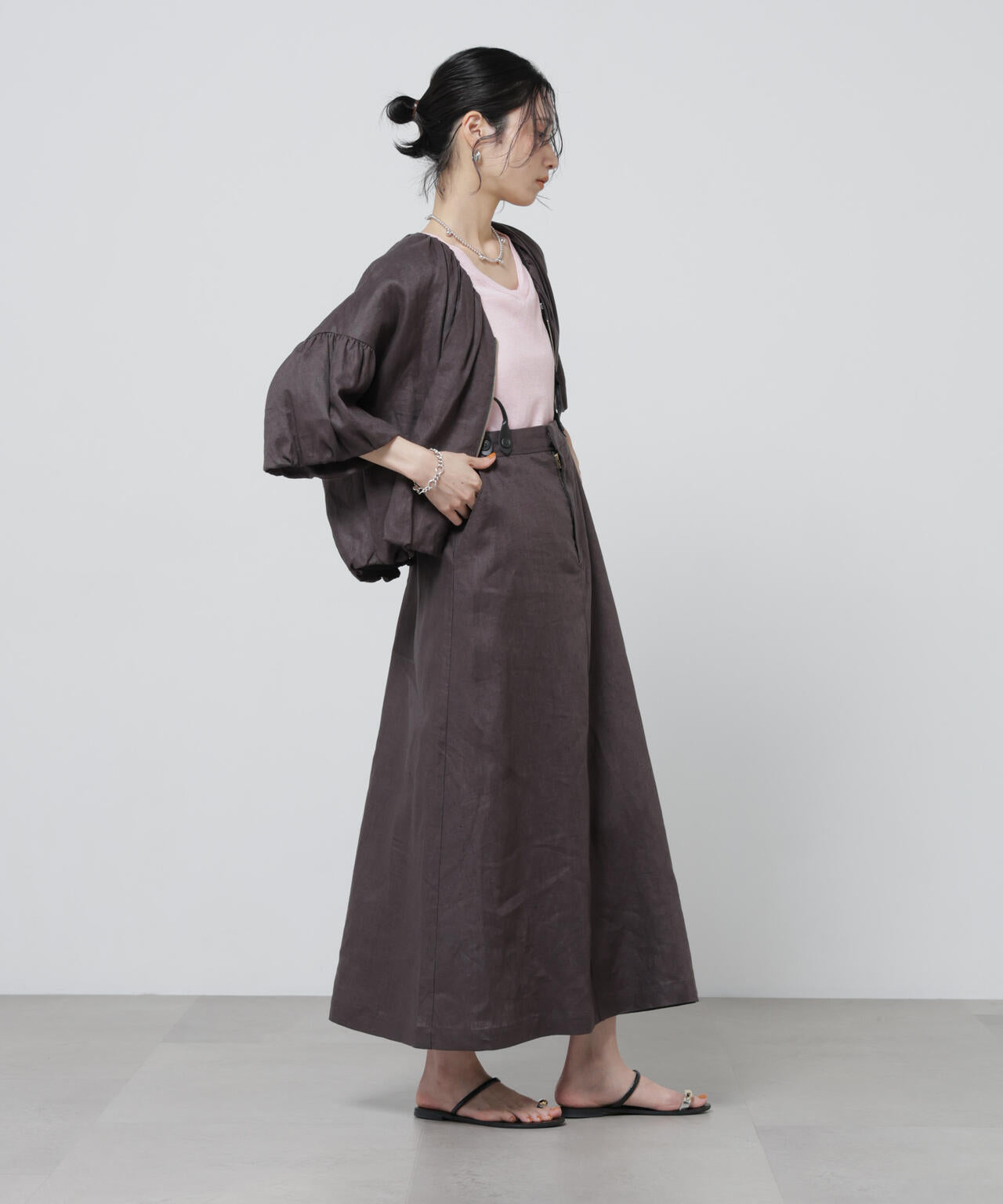 European Flax サスペンダー付きスカート(セットアップ可) 6696130304