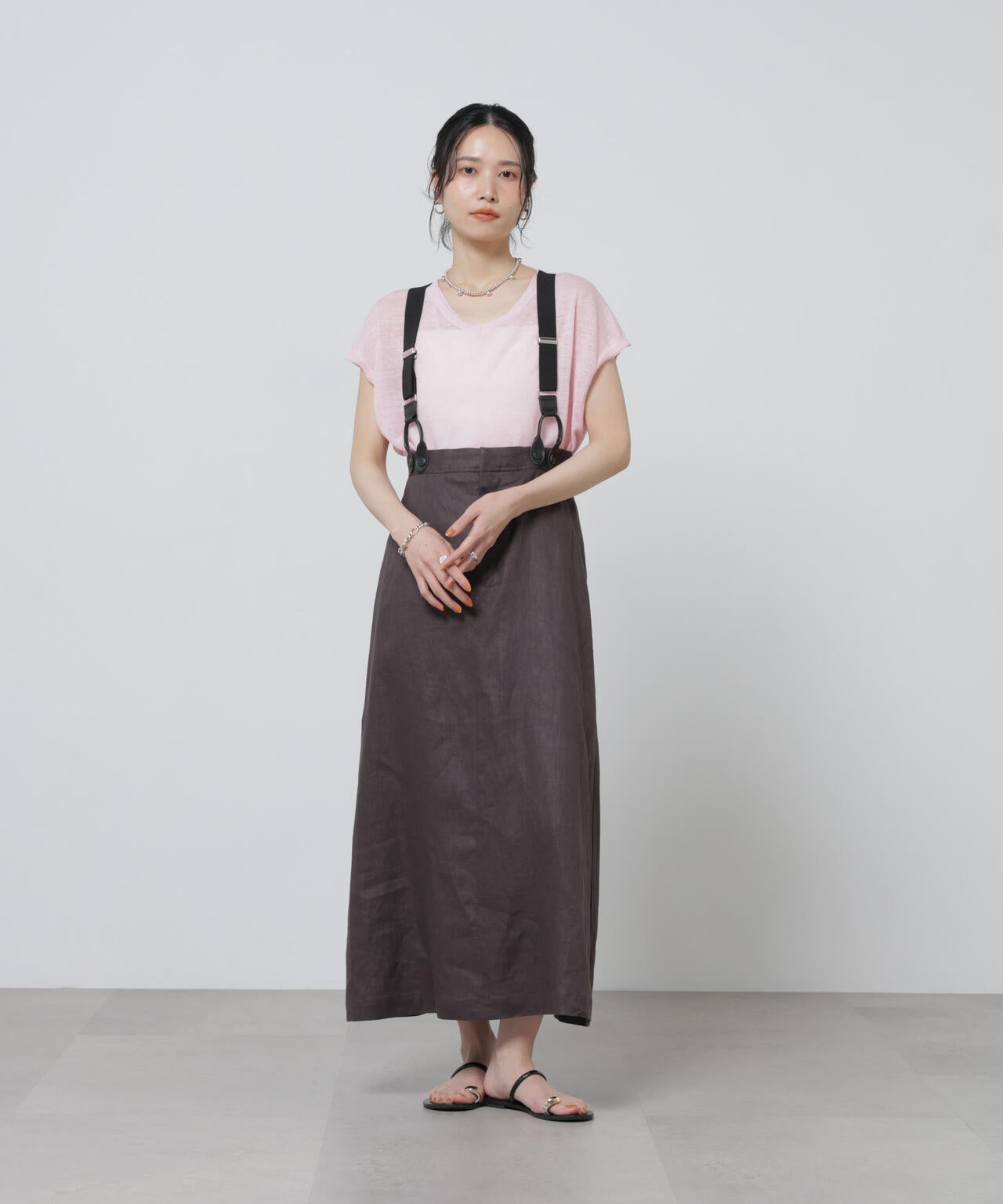 European Flax サスペンダー付きスカート(セットアップ可) 6696130304
