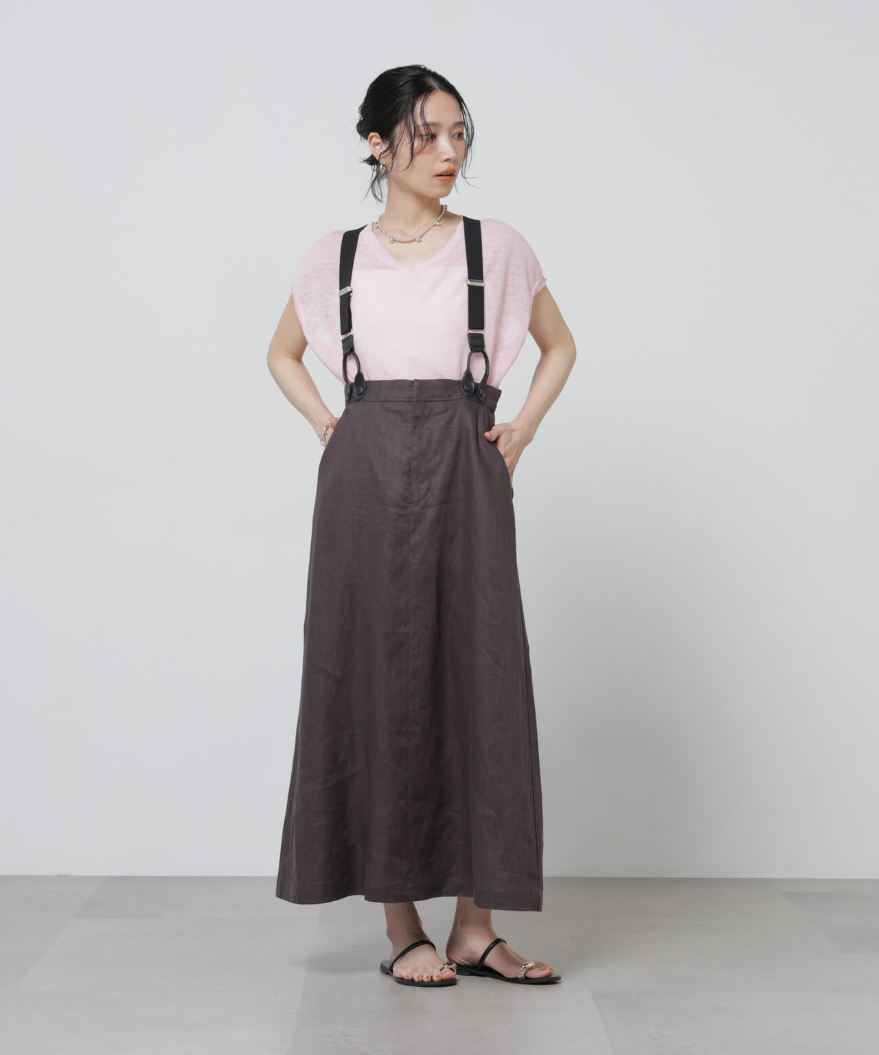 European Flax サスペンダー付きスカート(セットアップ可) 6696130304