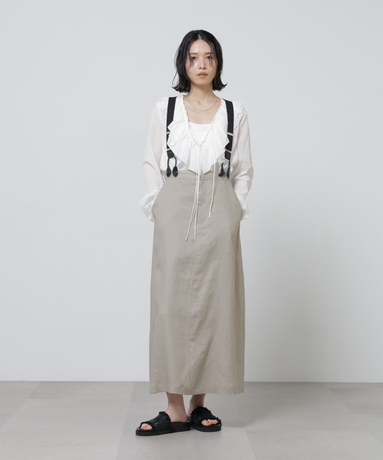 European Flax サスペンダー付きスカート(セットアップ可) 6696130304
