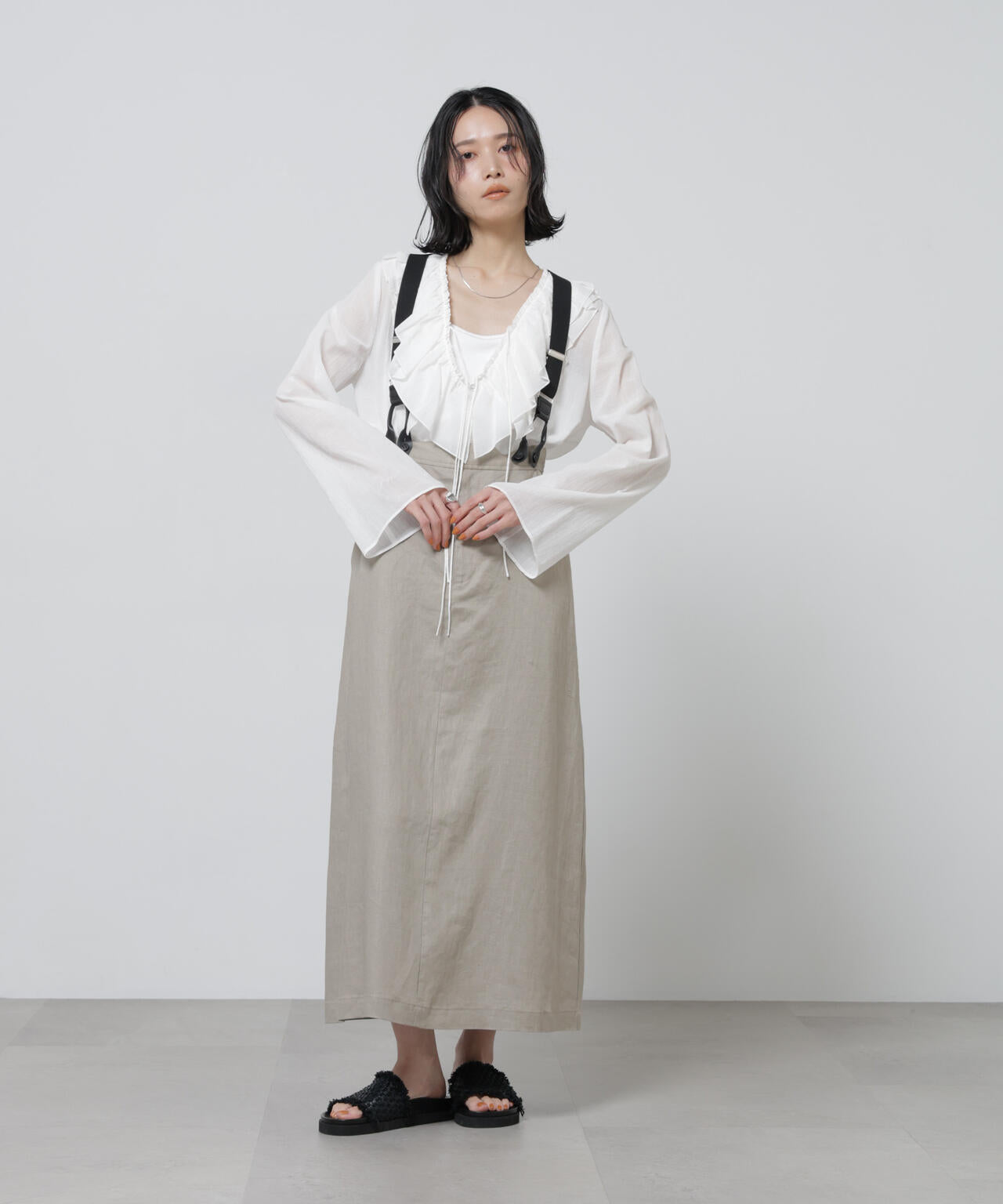 European Flax サスペンダー付きスカート(セットアップ可) 6696130304