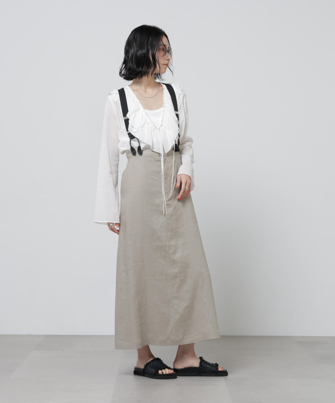 European Flax サスペンダー付きスカート(セットアップ可) 6696130304