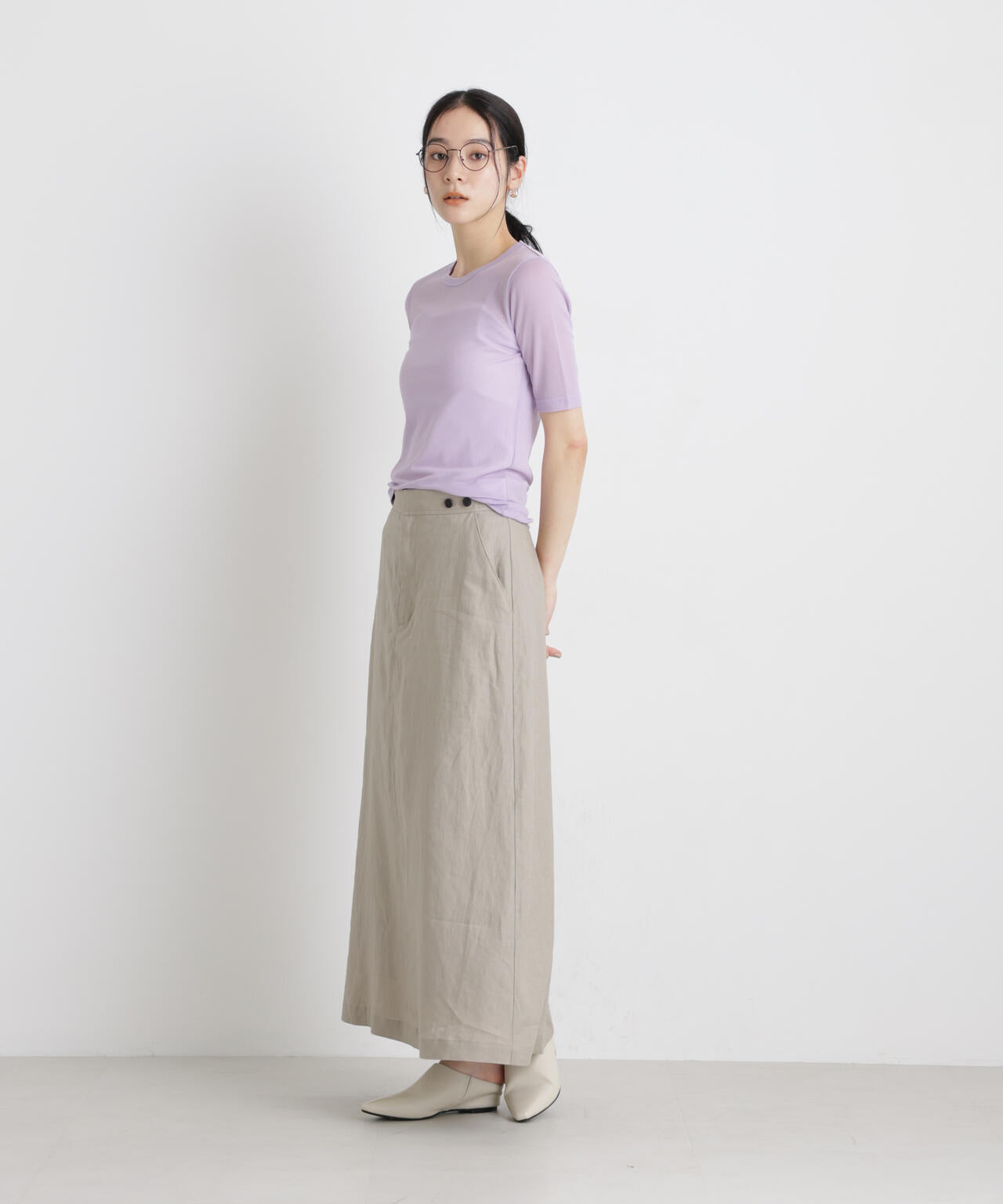 European Flax サスペンダー付きスカート(セットアップ可) 6696130304