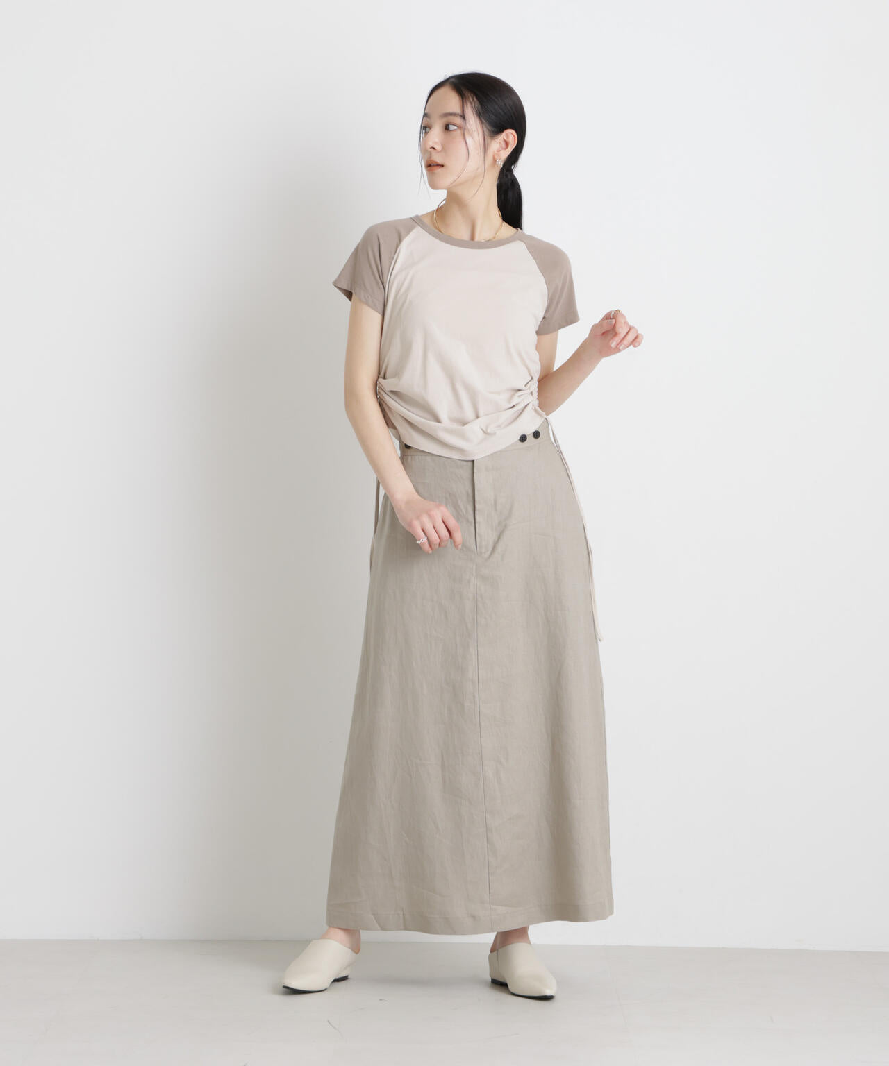 European Flax サスペンダー付きスカート(セットアップ可) 6696130304