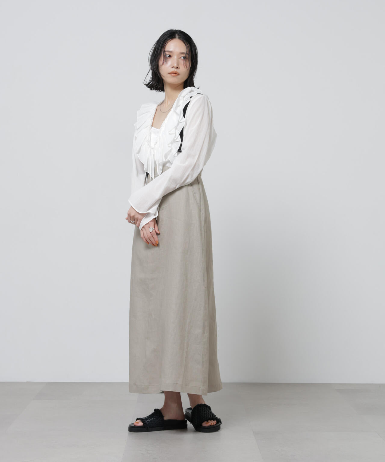 European Flax サスペンダー付きスカート(セットアップ可) 6696130304