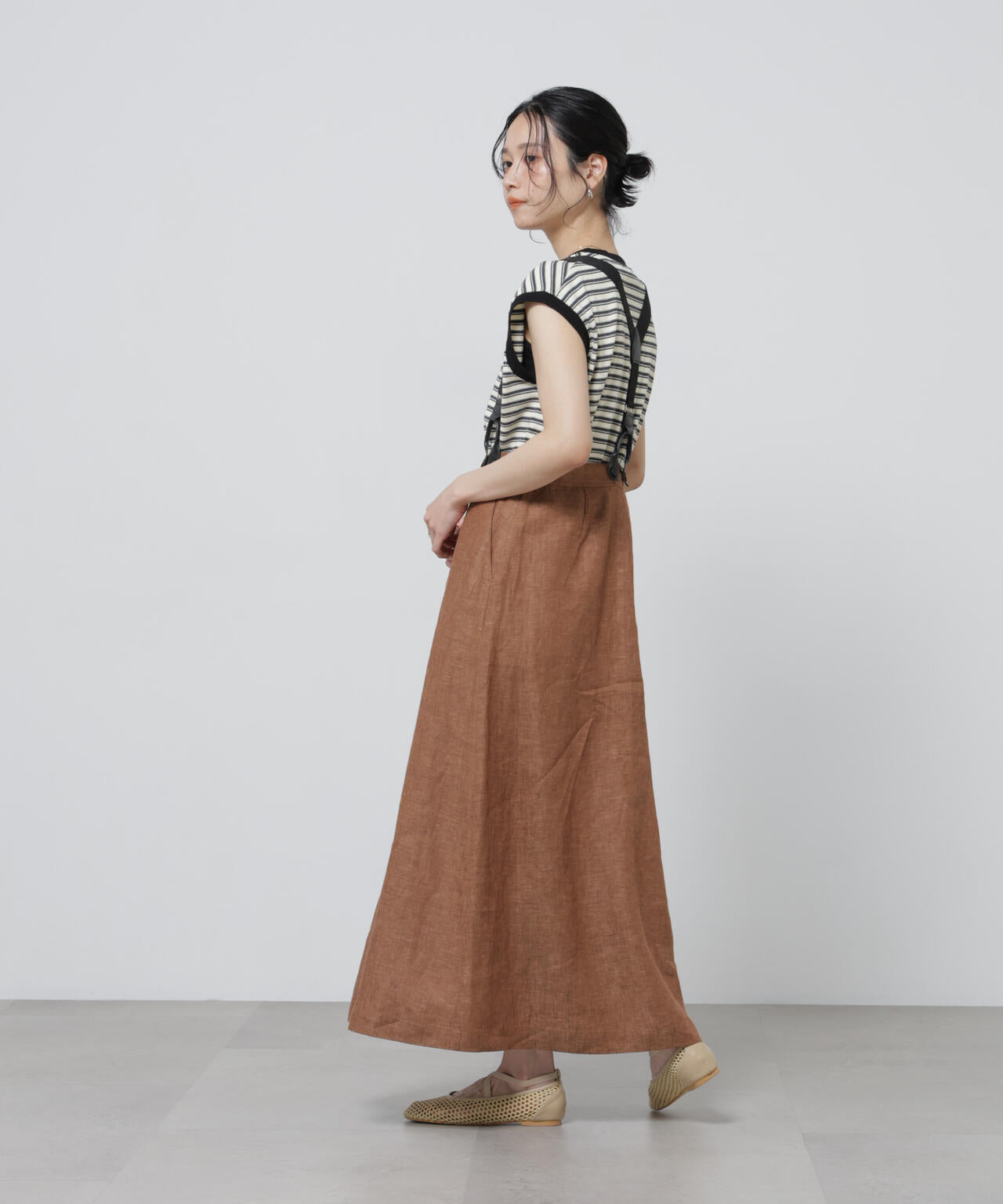 European Flax サスペンダー付きスカート(セットアップ可) 6696130304
