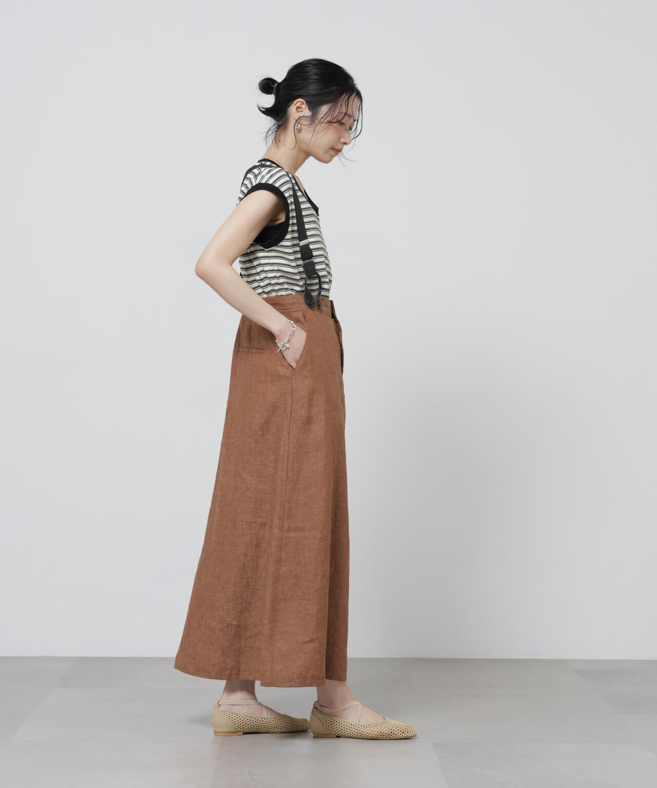 European Flax サスペンダー付きスカート(セットアップ可) 6696130304
