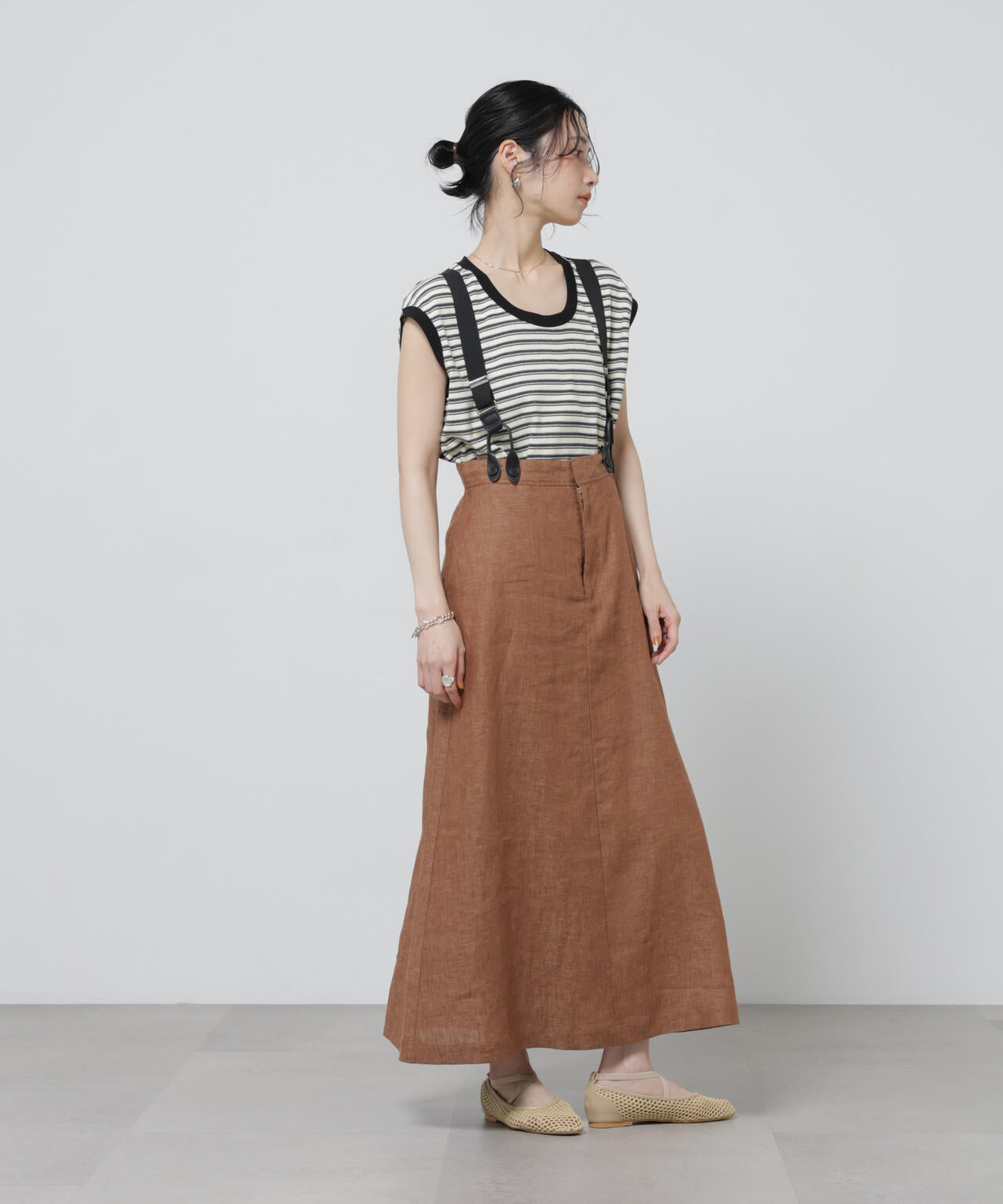 European Flax サスペンダー付きスカート(セットアップ可) 6696130304