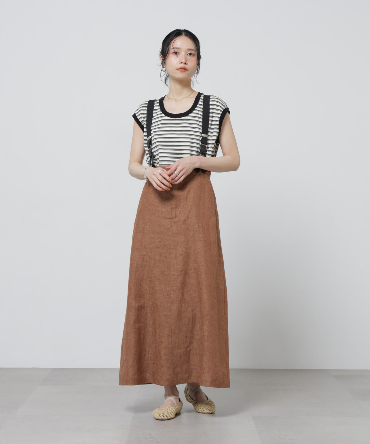 European Flax サスペンダー付きスカート(セットアップ可) 6696130304