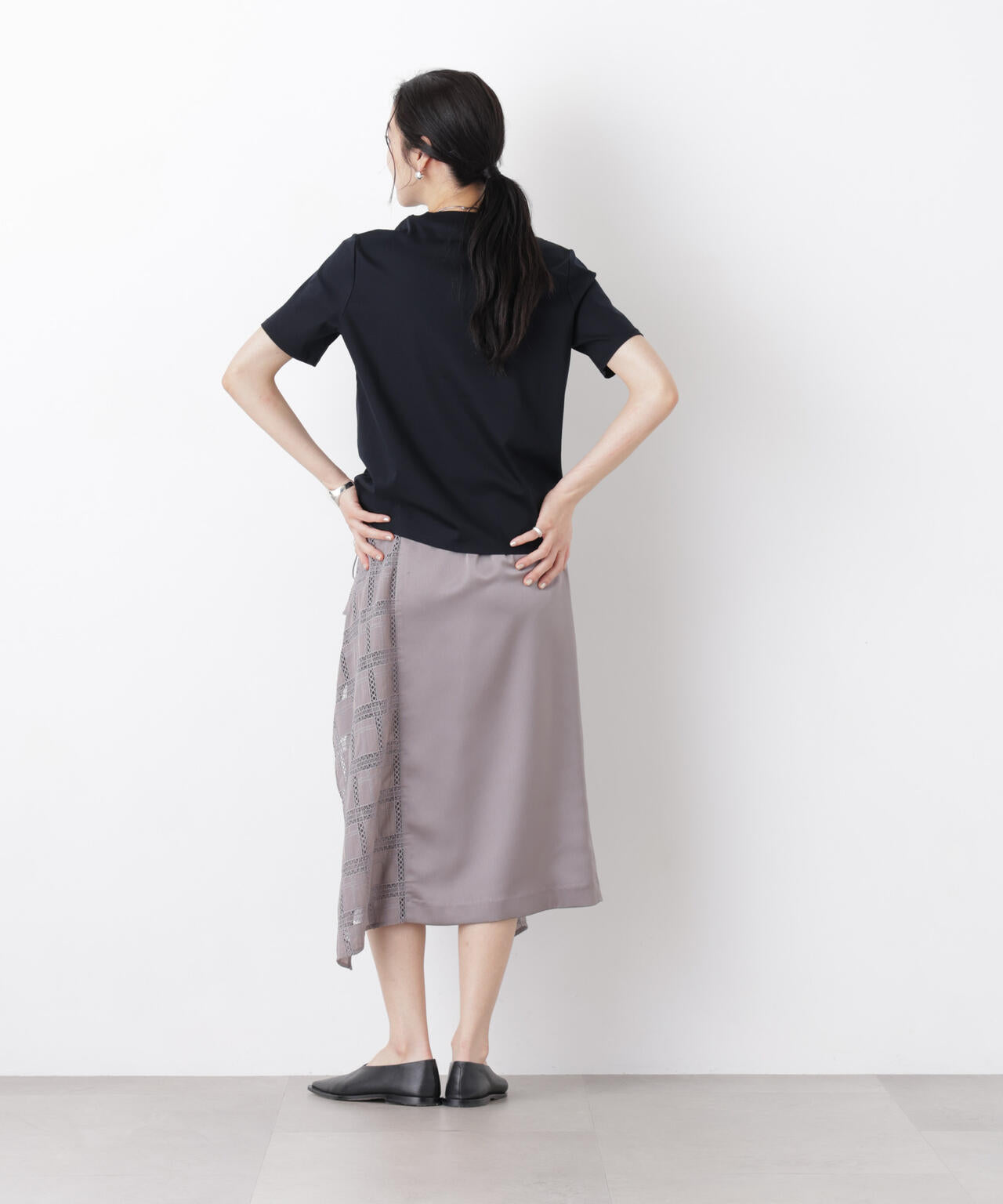 スクエアヘム刺繍レース切り替えスカート 6696130308