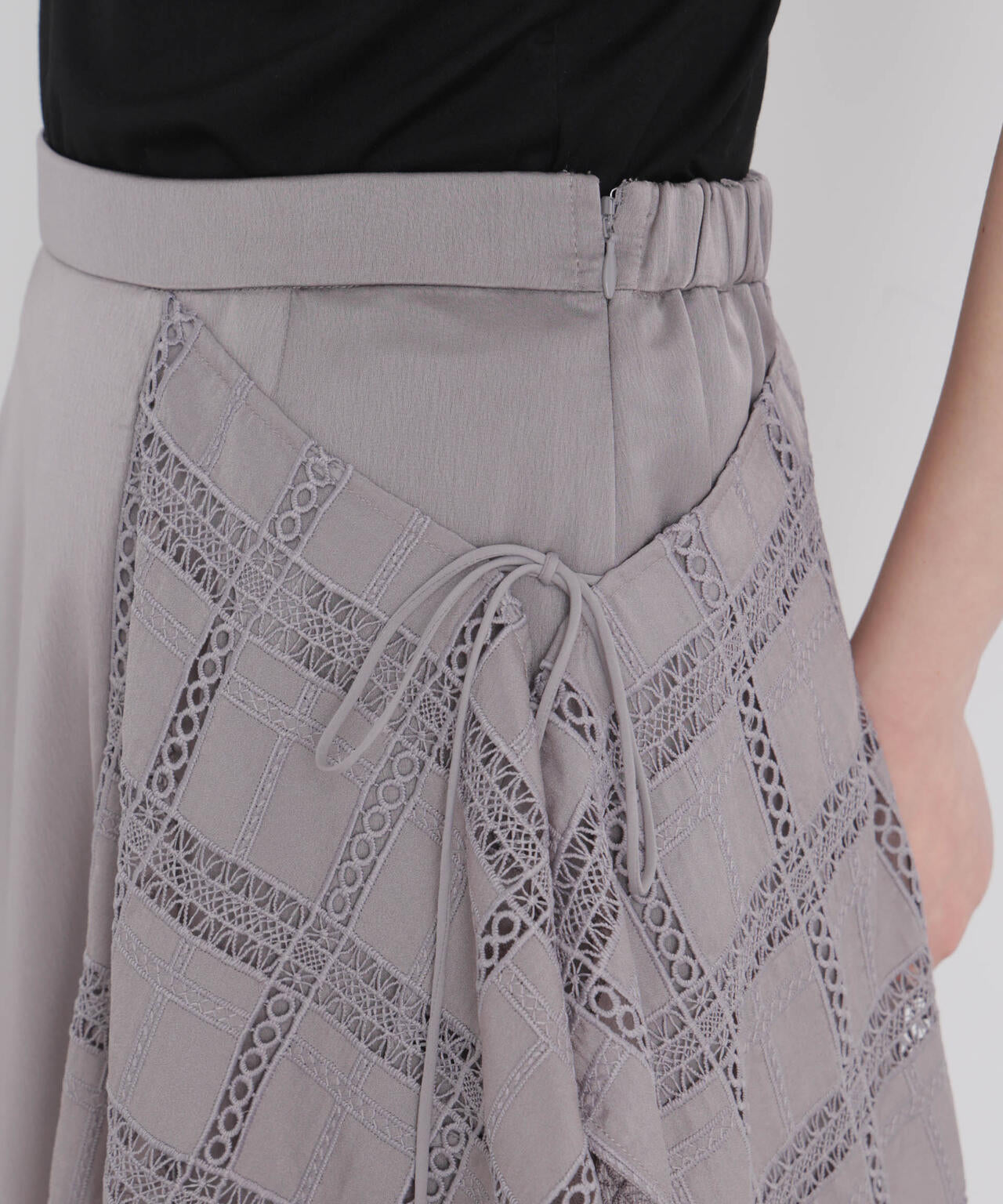 スクエアヘム刺繍レース切り替えスカート 6696130308