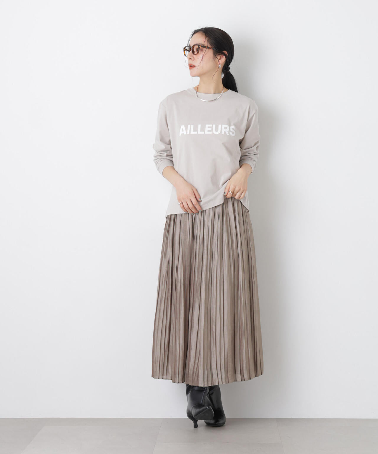 シャイニーサテンプリーツスカート 6696130311