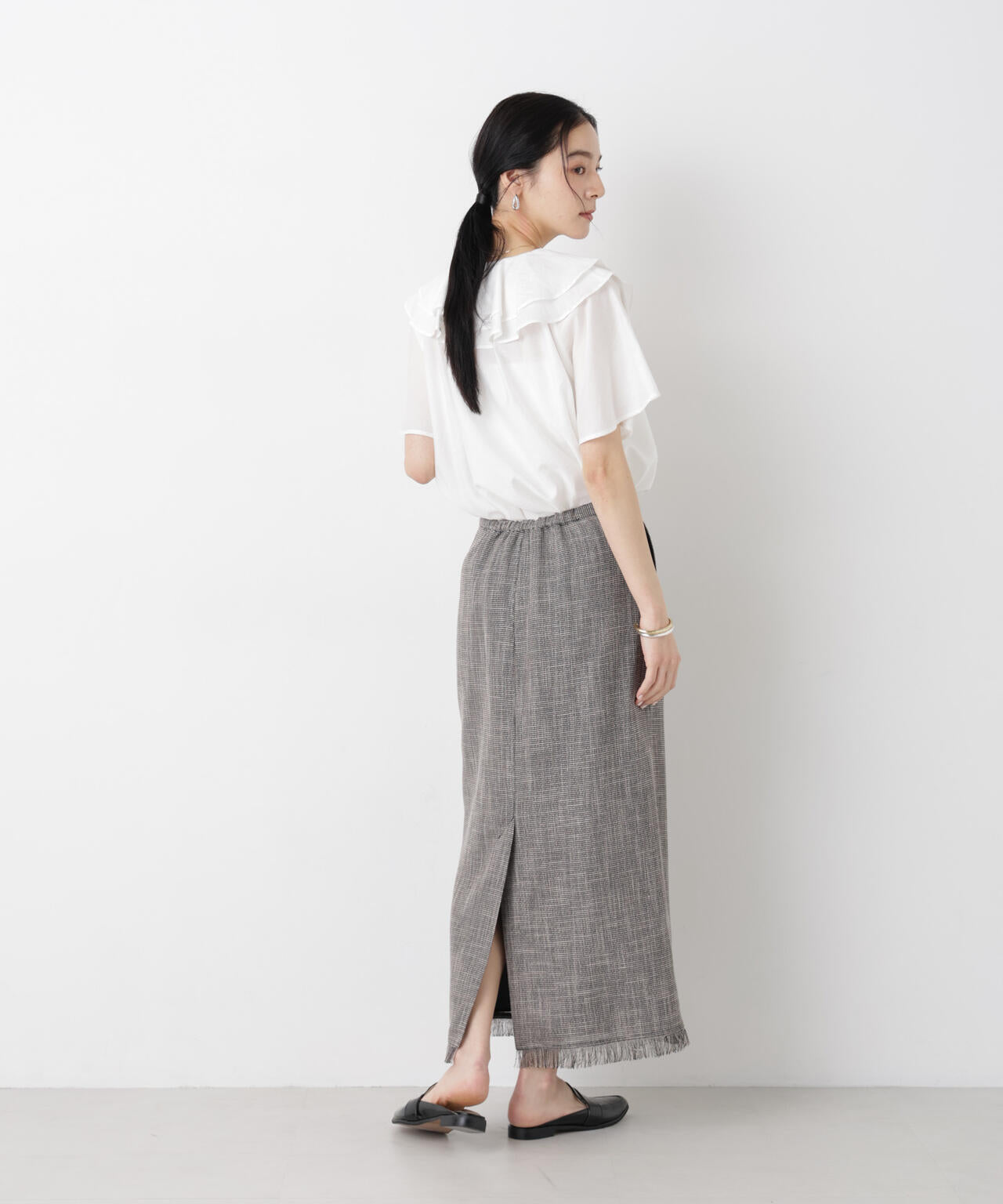 カラミ織りIラインスカート(セットアップ可) 6696130315