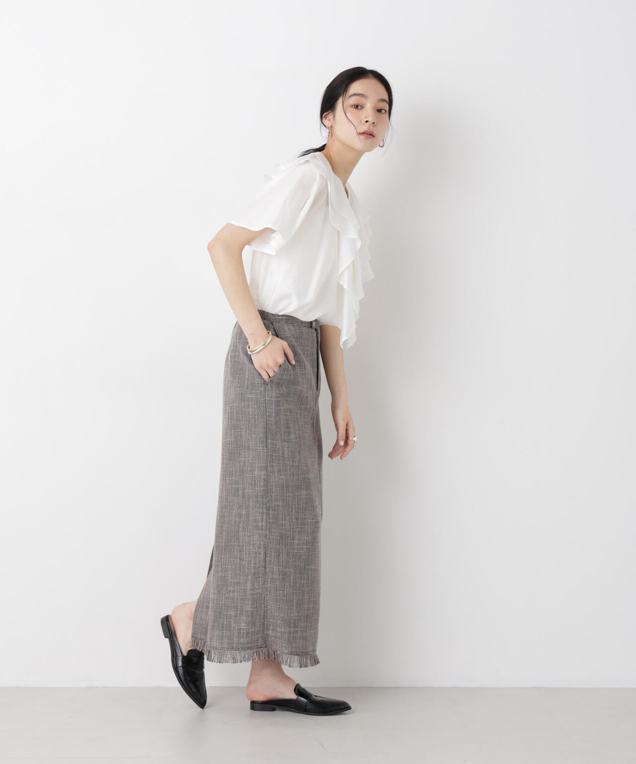 カラミ織りIラインスカート(セットアップ可) 6696130315