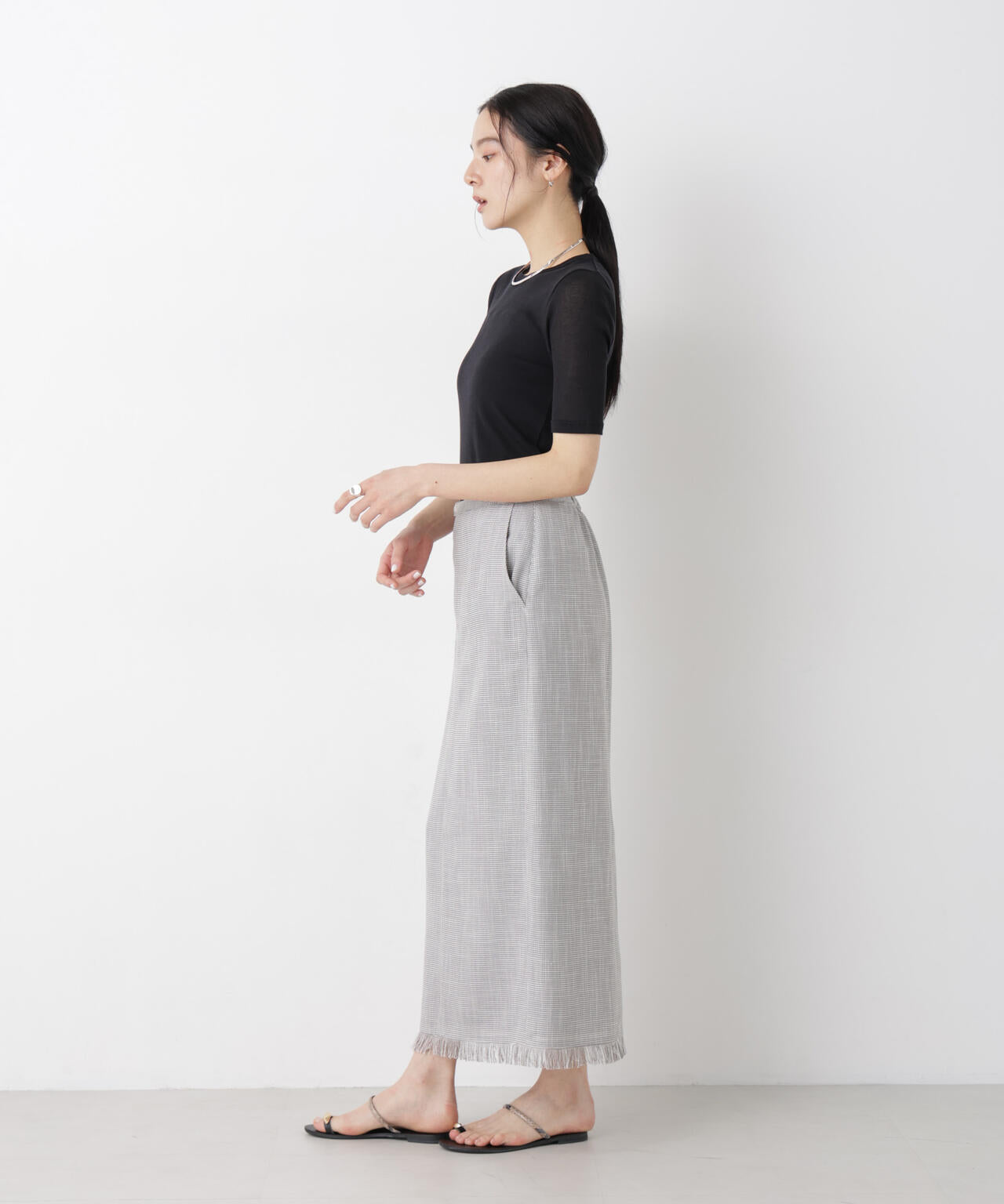 カラミ織りIラインスカート(セットアップ可) 6696130315