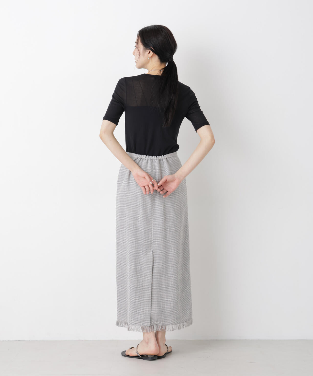 カラミ織りIラインスカート(セットアップ可) 6696130315