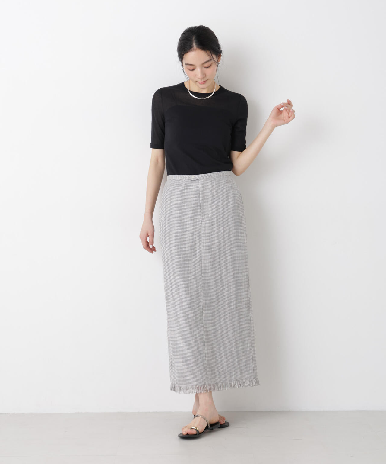 カラミ織りIラインスカート(セットアップ可) 6696130315