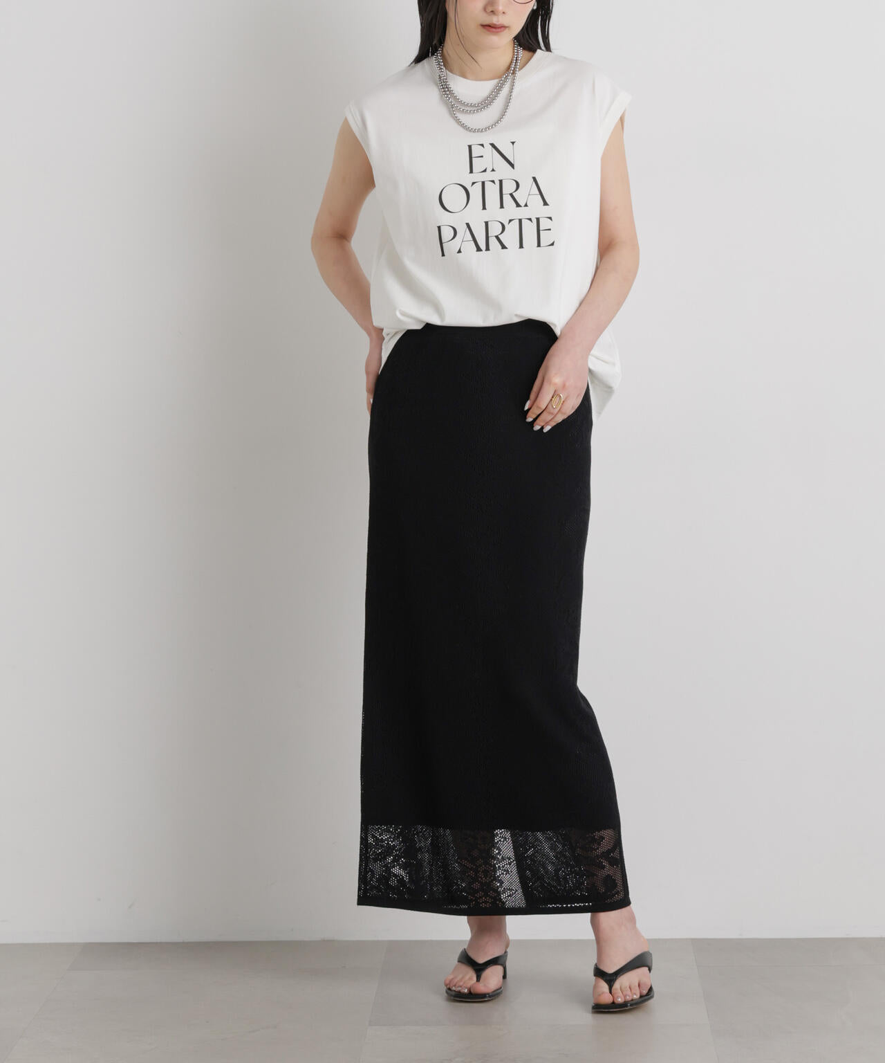 メッシュ レース ニットスカート