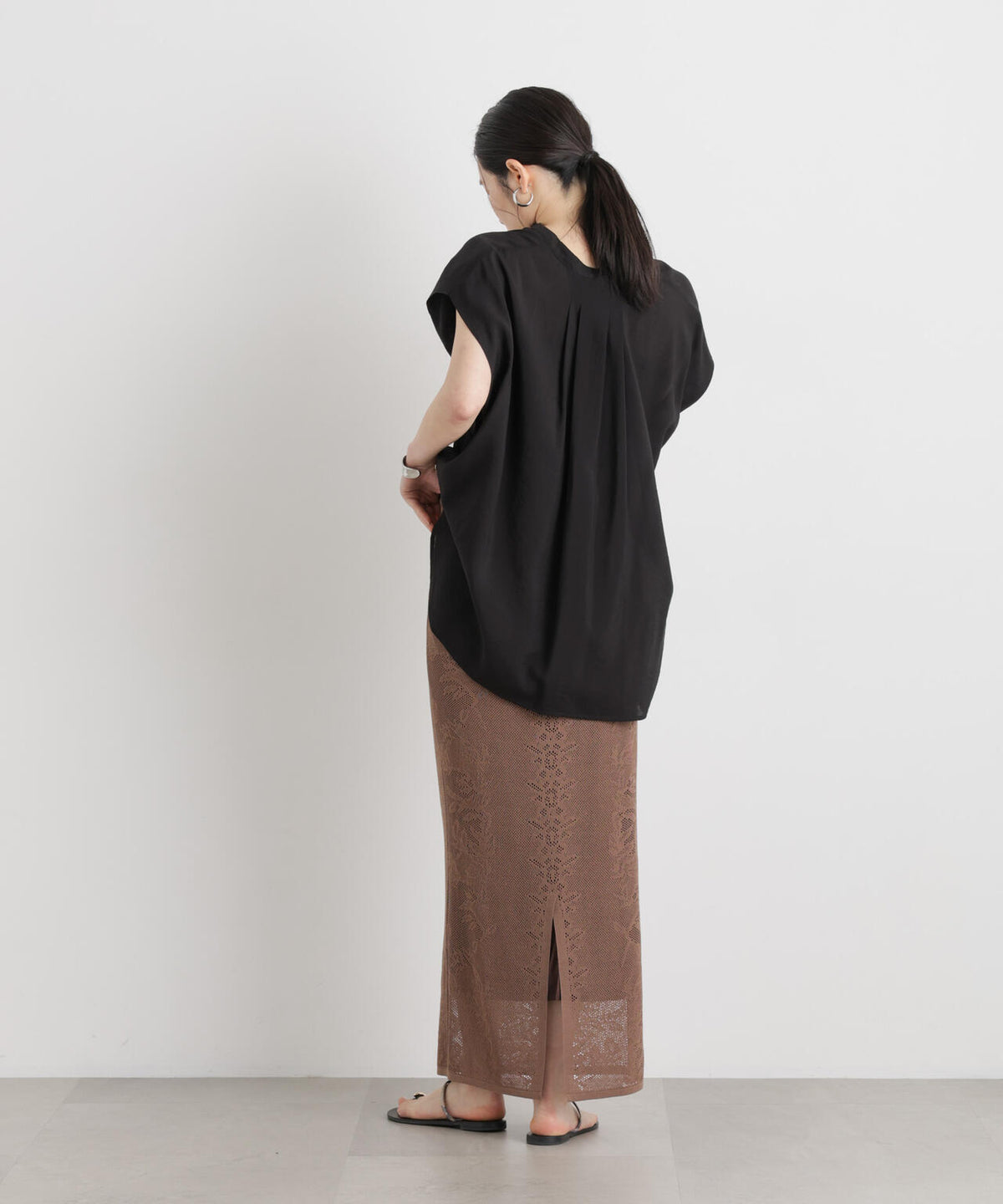 メッシュレースニットスカート 6696130316