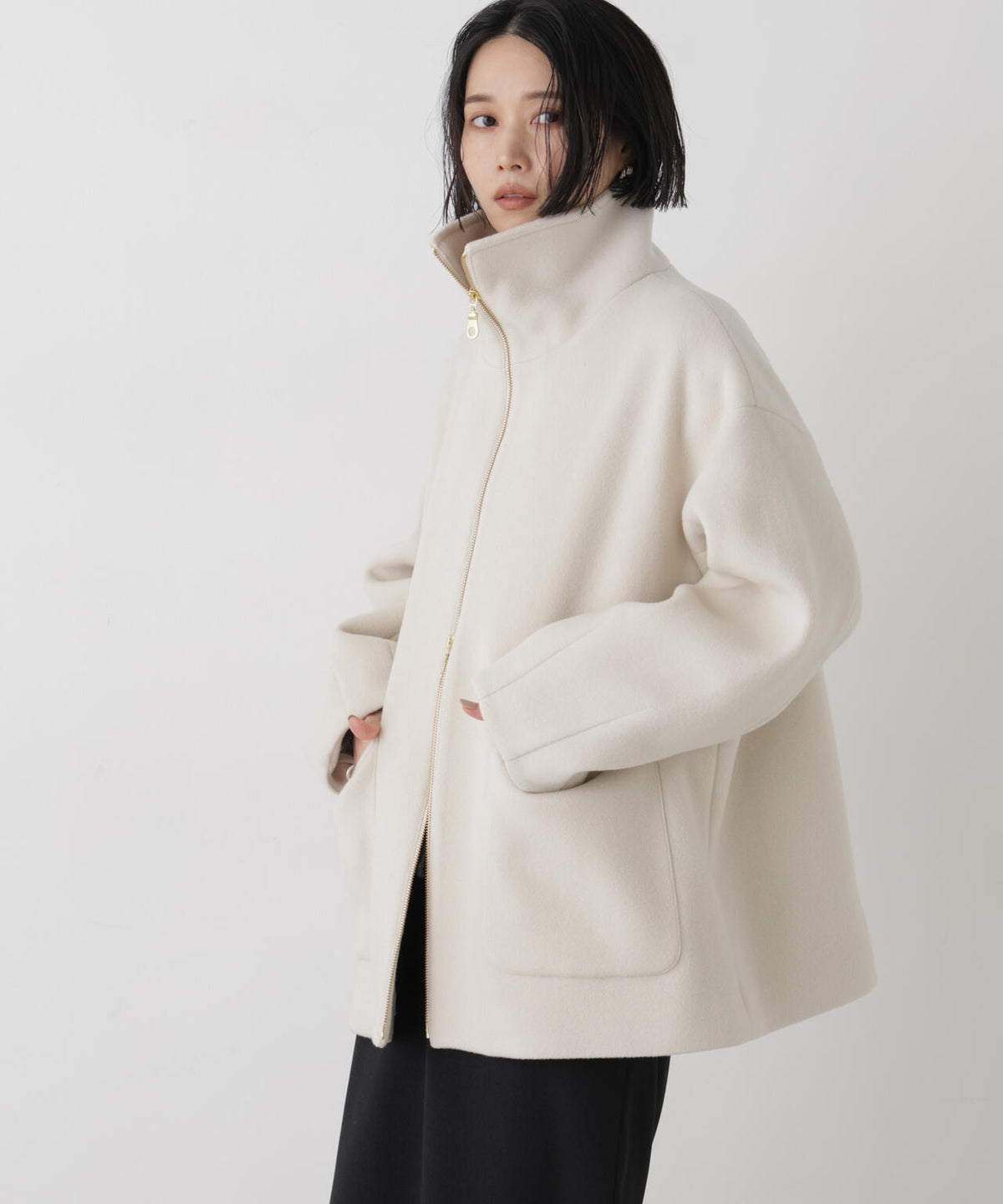 ウールパイルスタンドジップコート 6696211300