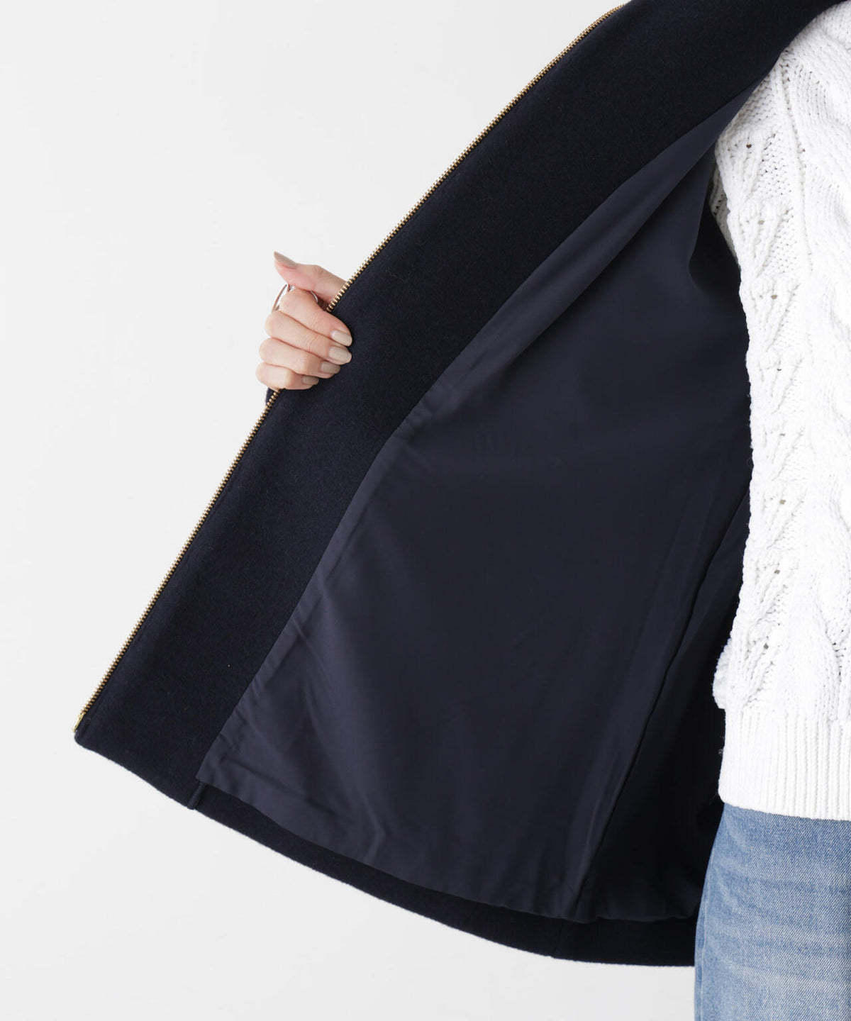 ウールパイルスタンドジップコート 6696211300