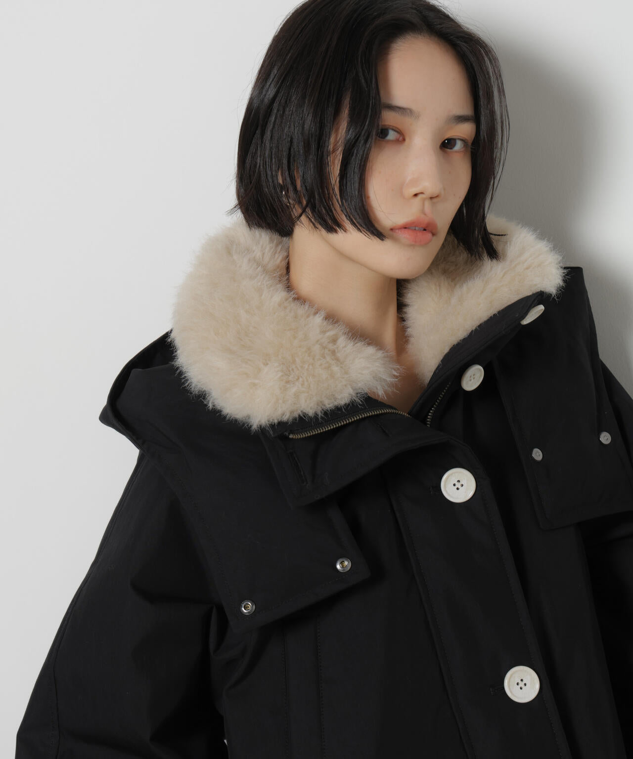 「STEVELOUR」「西川ダウン(R)」ファー付きコート 6696214306