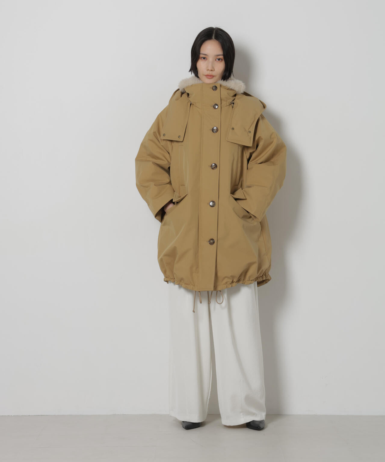「STEVELOUR」「西川ダウン(R)」ファー付きコート 6696214306