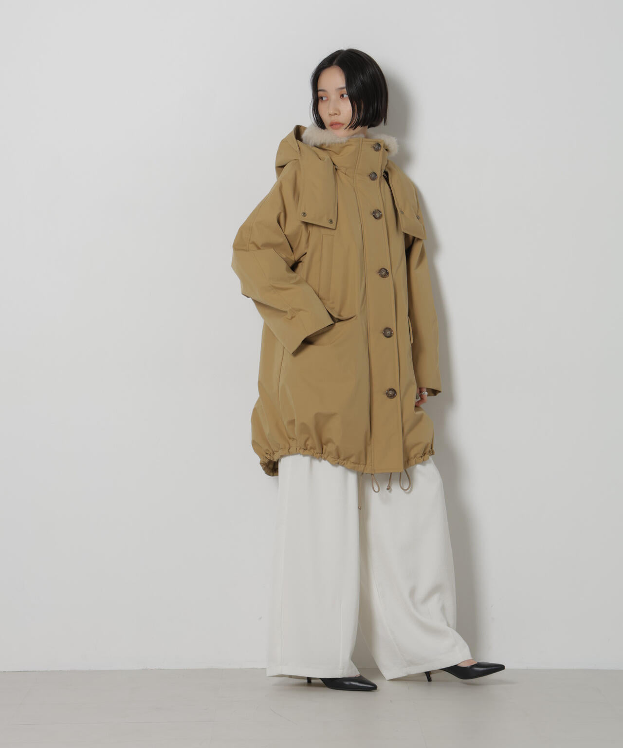 「STEVELOUR」「西川ダウン(R)」ファー付きコート 6696214306