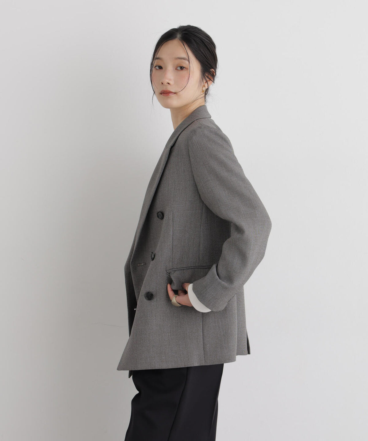 シャンブレーシャークスキンダブルジャケット(セットアップ可) 6696216303