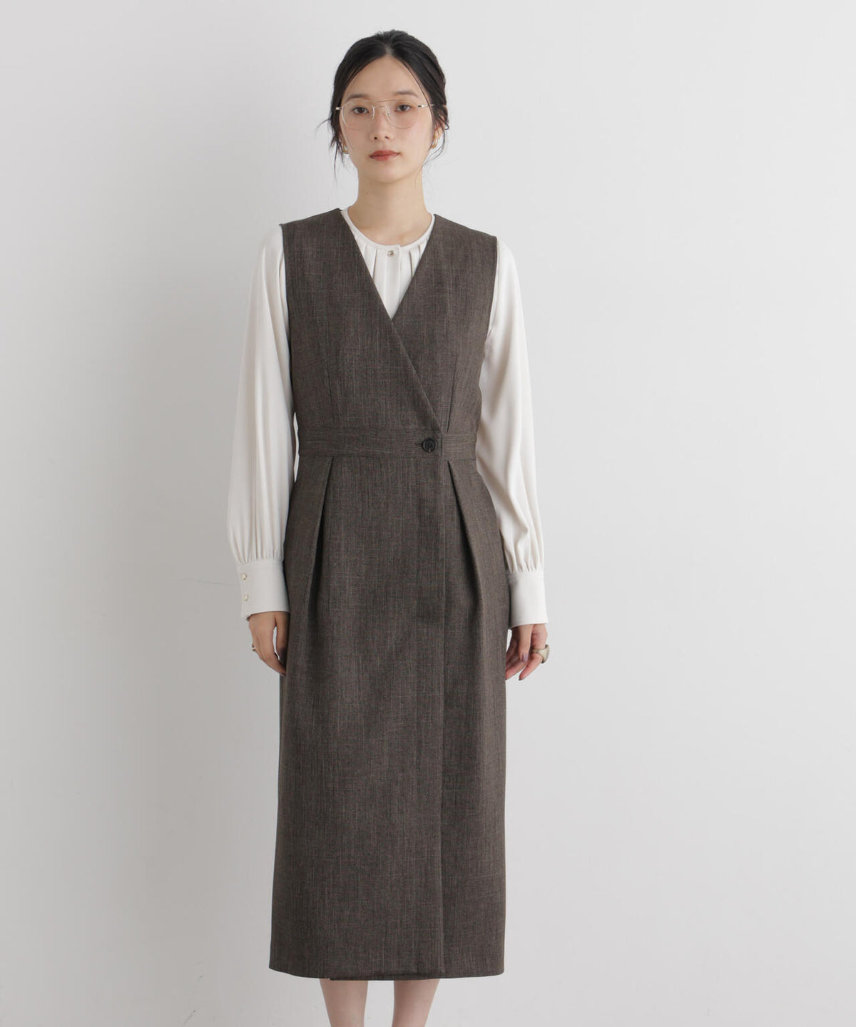 シャンブレーシャークスキンカシュクールワンピース 6696219302
