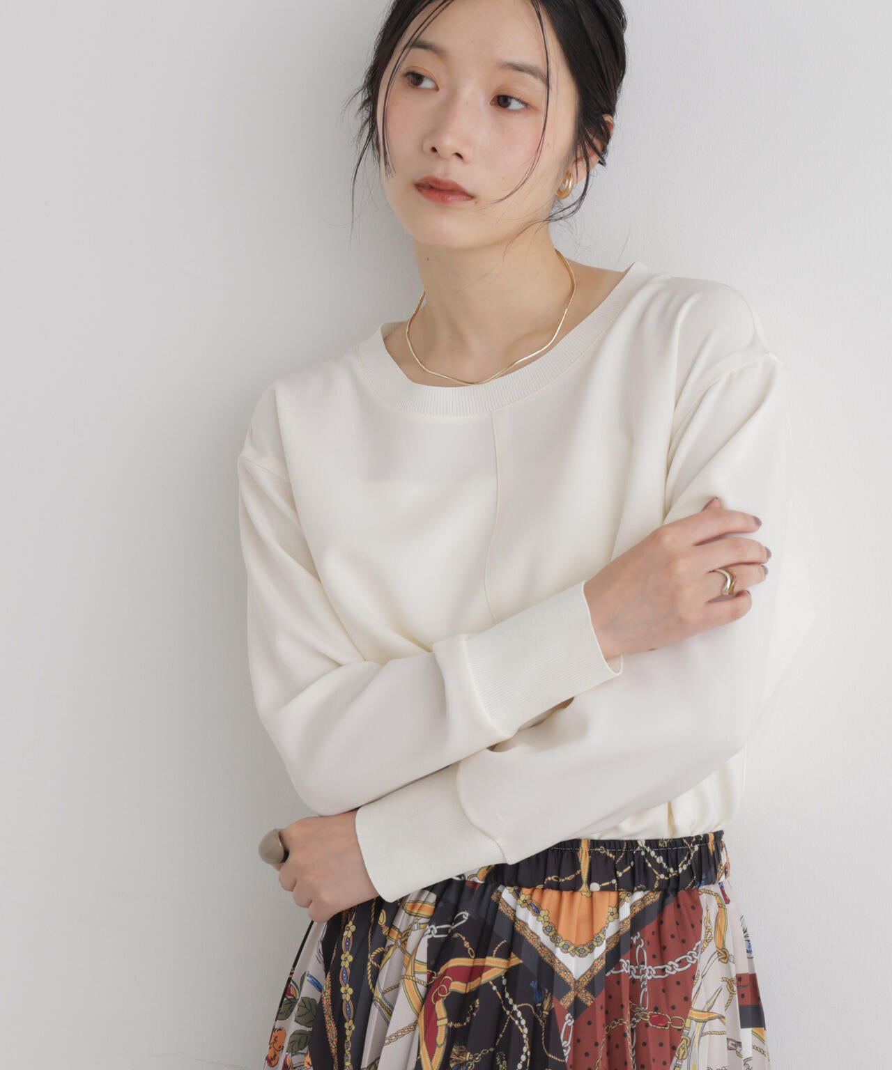 DressT/リブ使いクルーネックブラウス 6696220306