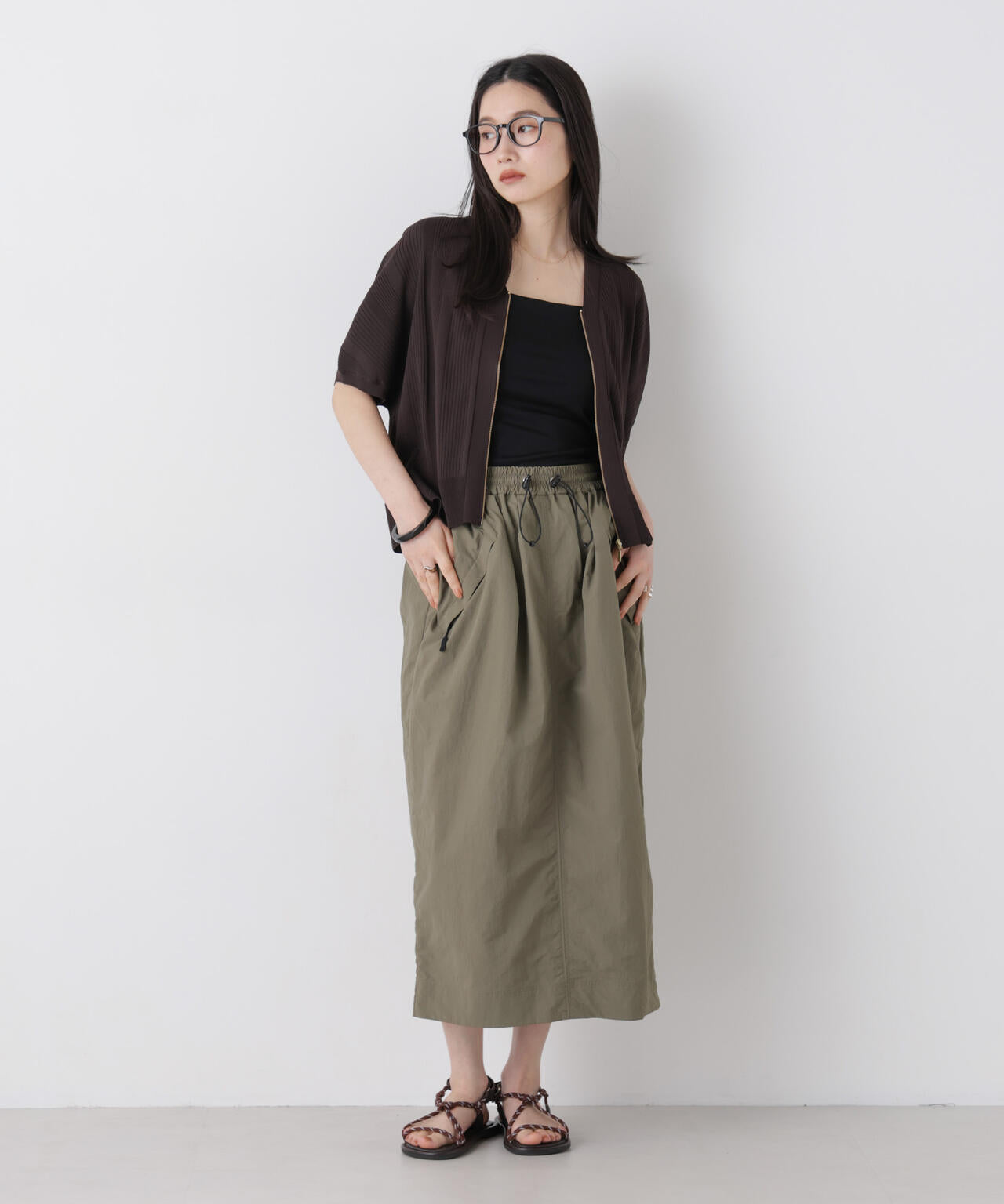 SUMMER VEIL KNIT ジップカーディガン 6696222311