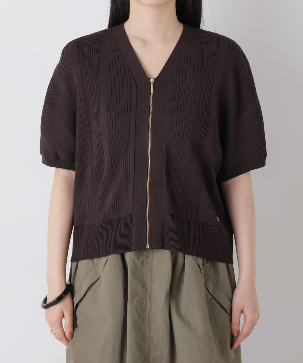 SUMMER VEIL KNIT ジップカーディガン 6696222311