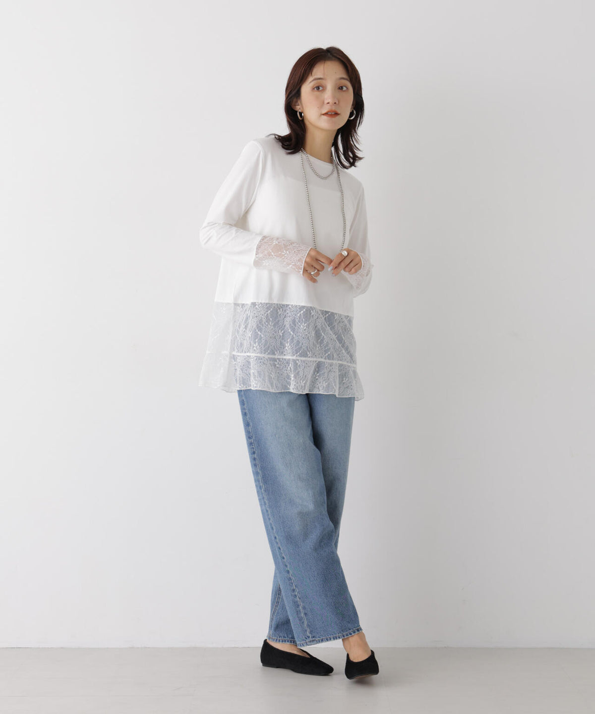 レースフレアヘムカットトップス 6696223309