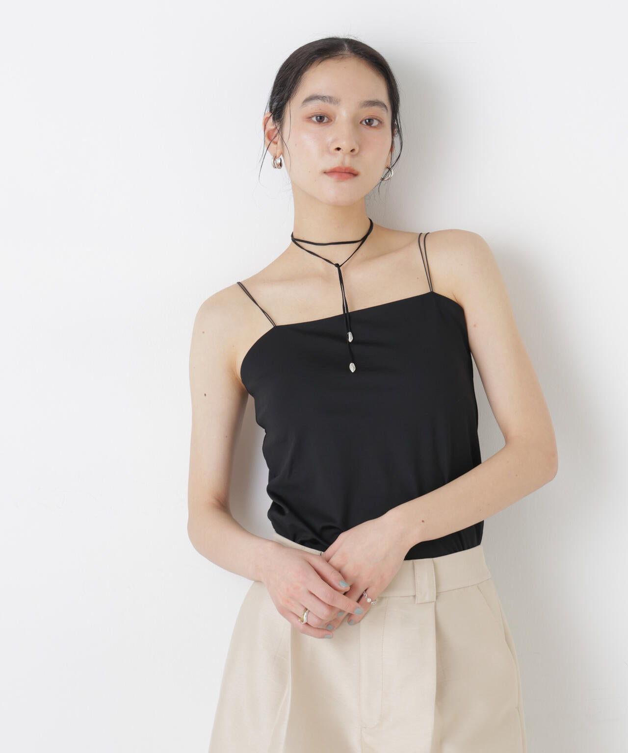 ストレッチポンチカップ付きベアトップキャミソール 6696224301