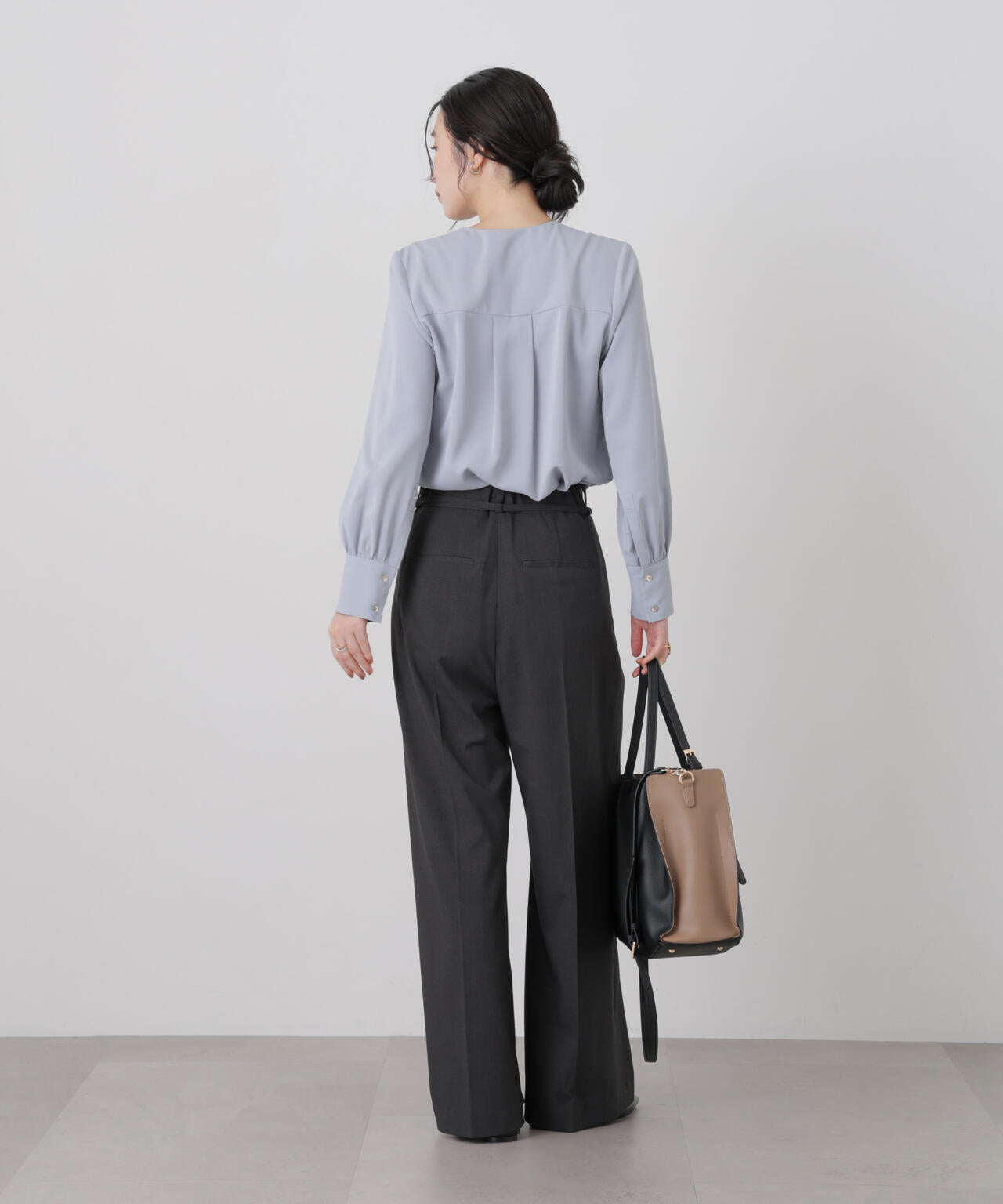 ドライウェザーストレッチベルト付き2タックワイドパンツ(セットアップ可) 6696227301