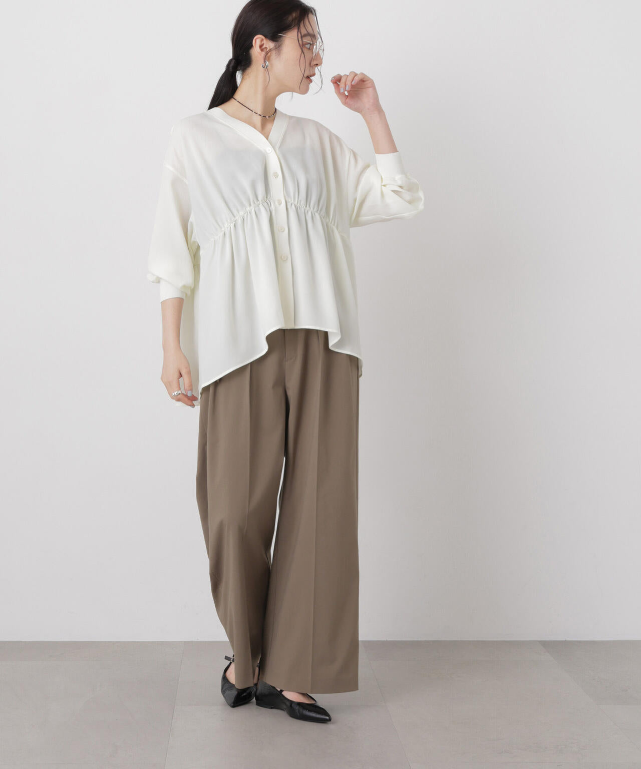 ドライウェザーストレッチベルト付き2タックワイドパンツ(セットアップ可) 6696227301