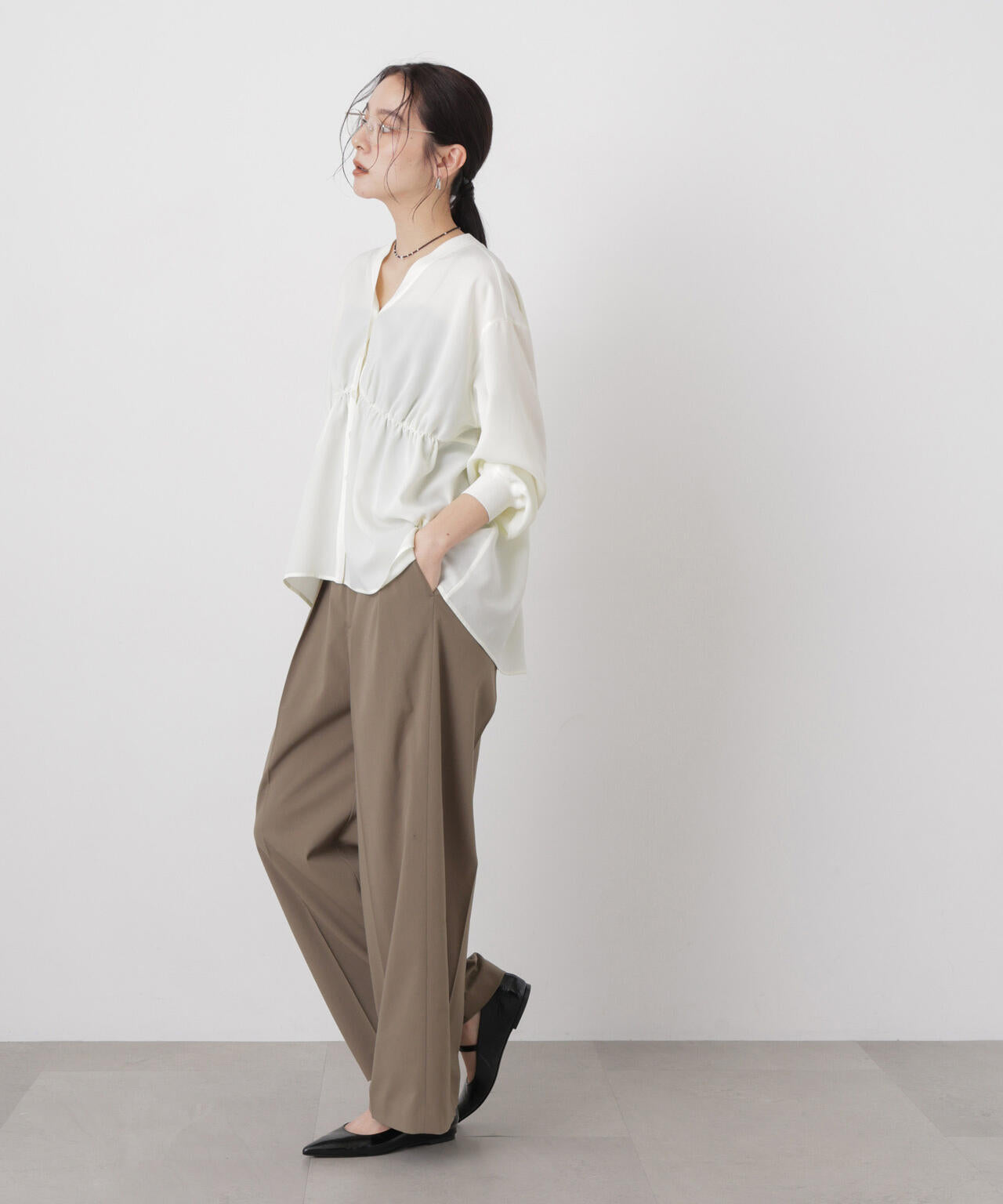 ドライウェザーストレッチベルト付き2タックワイドパンツ(セットアップ可) 6696227301