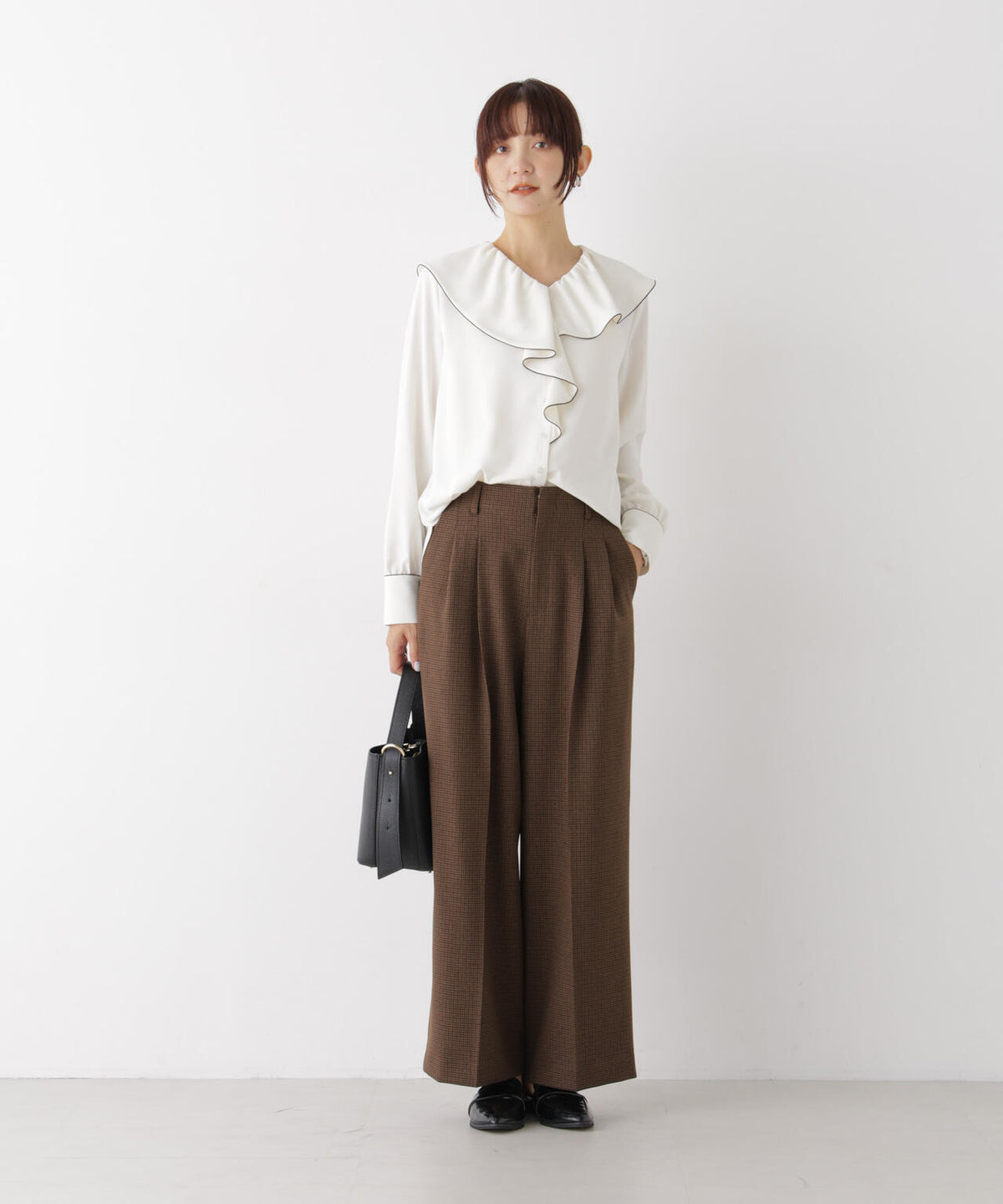 ソフトストレッチタックワイドパンツ(セットアップ可) 6696227304