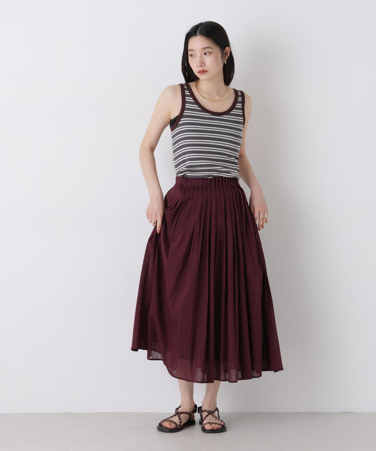 made in india タックフレアスカート(セットアップ可) 6696230300
