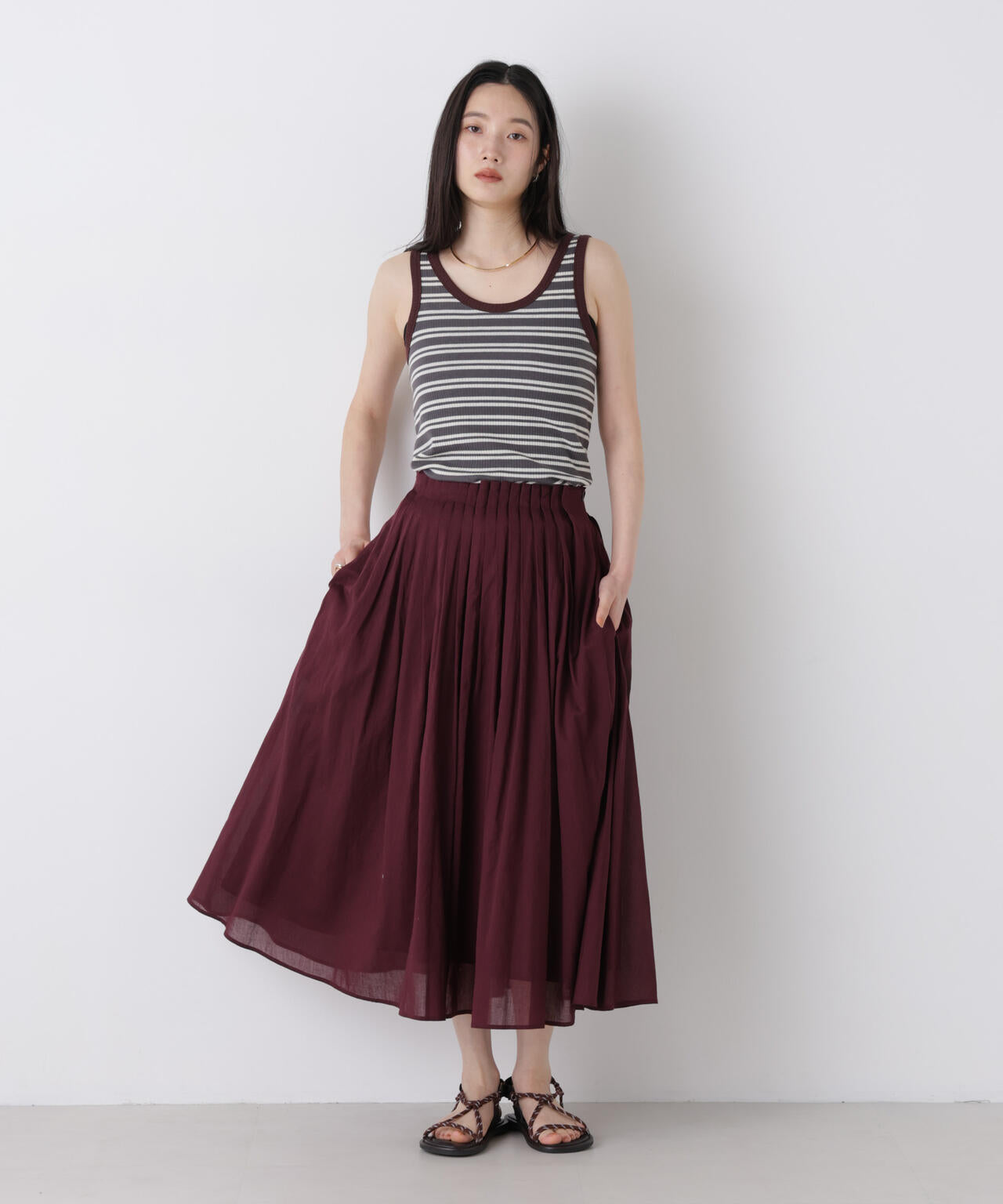 made in india タックフレアスカート(セットアップ可) 6696230300