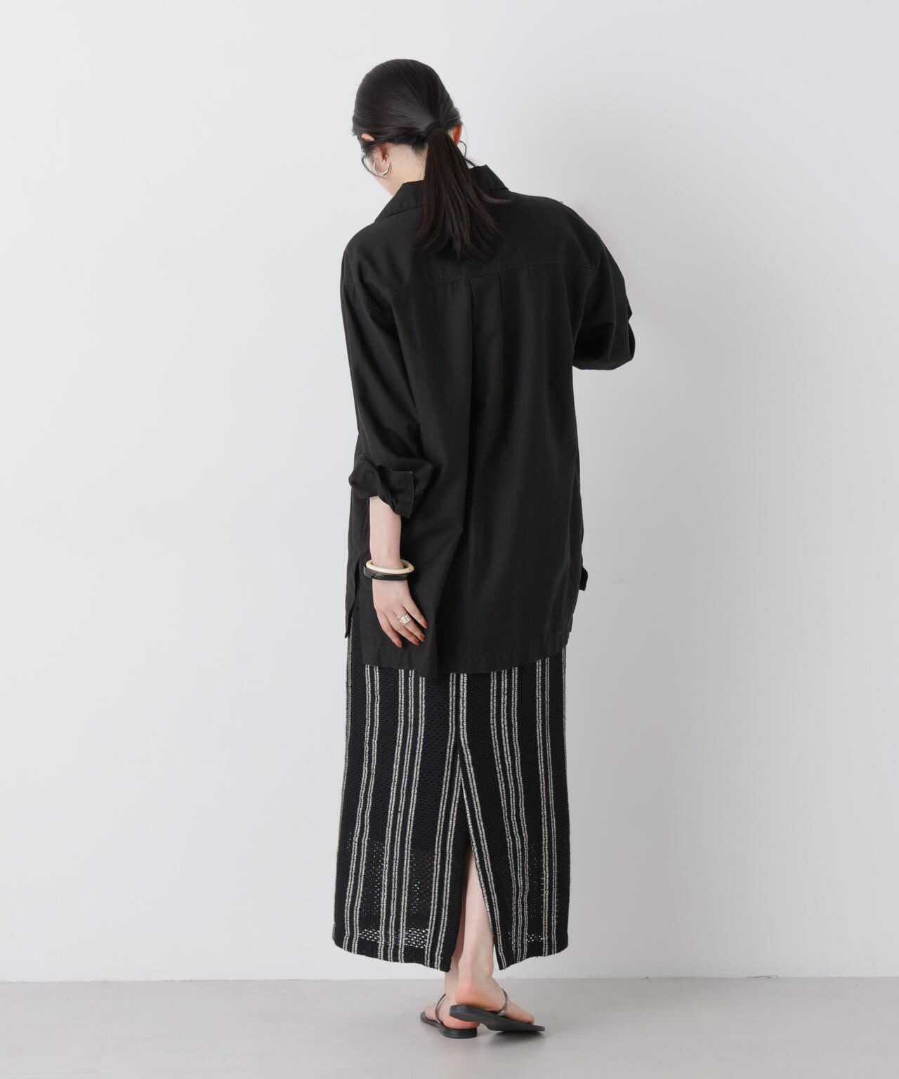 made in india ジャカードストライプIラインスカート(セットアップ可) 6696230301